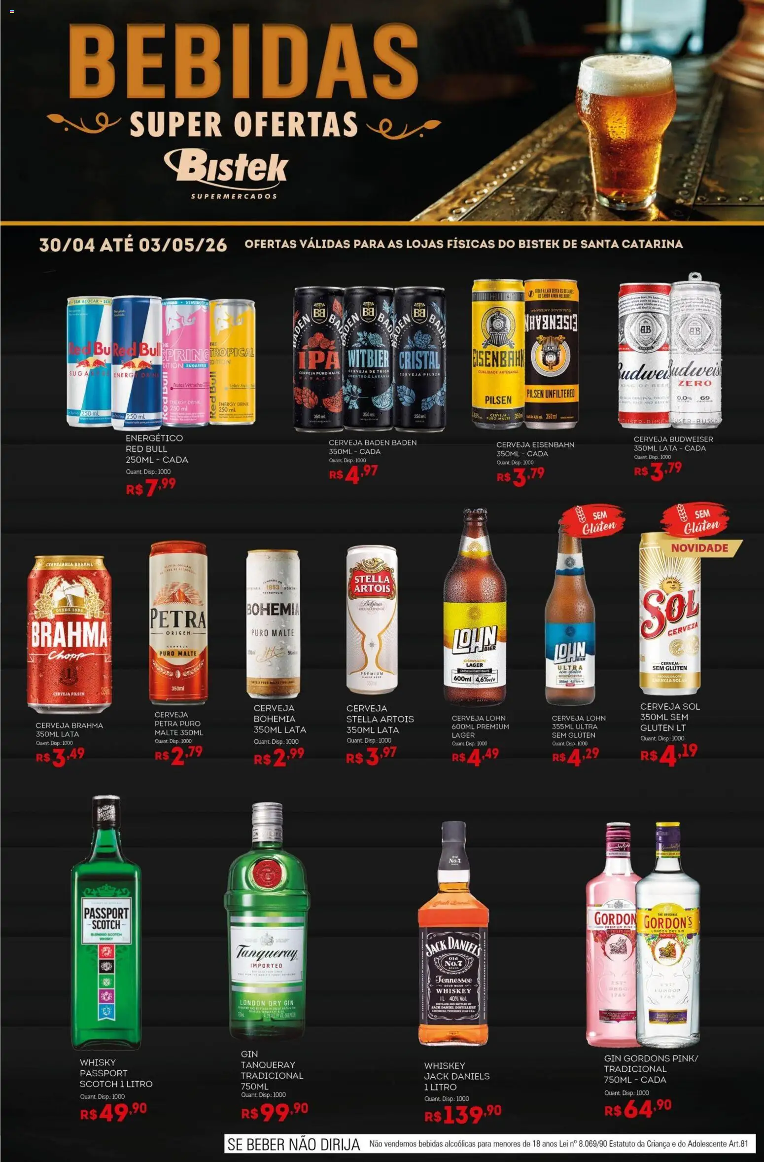Pré-Visualização do folheto "Bistek Supermercados ofertas Bebidas" da loja Bistek Supermercados válido a partir de 30/04/2026