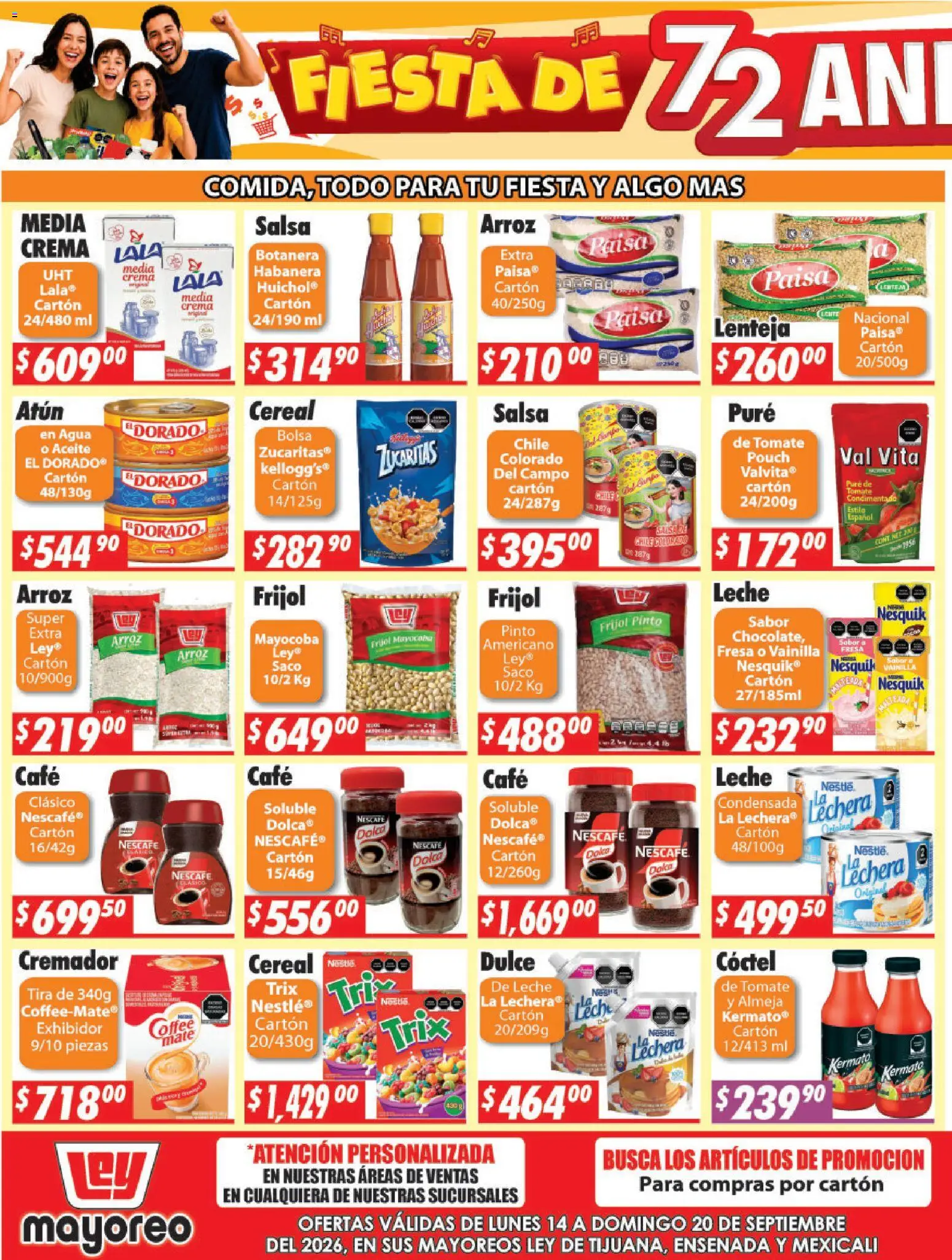 Vista previa las ofertas de la tienda Casa Ley - Casa Ley folleto Frontera desde el 14/09/2026 - Agua, Dulce, Tomate, Leche, Arroz, Crema, Aceite, Puré
