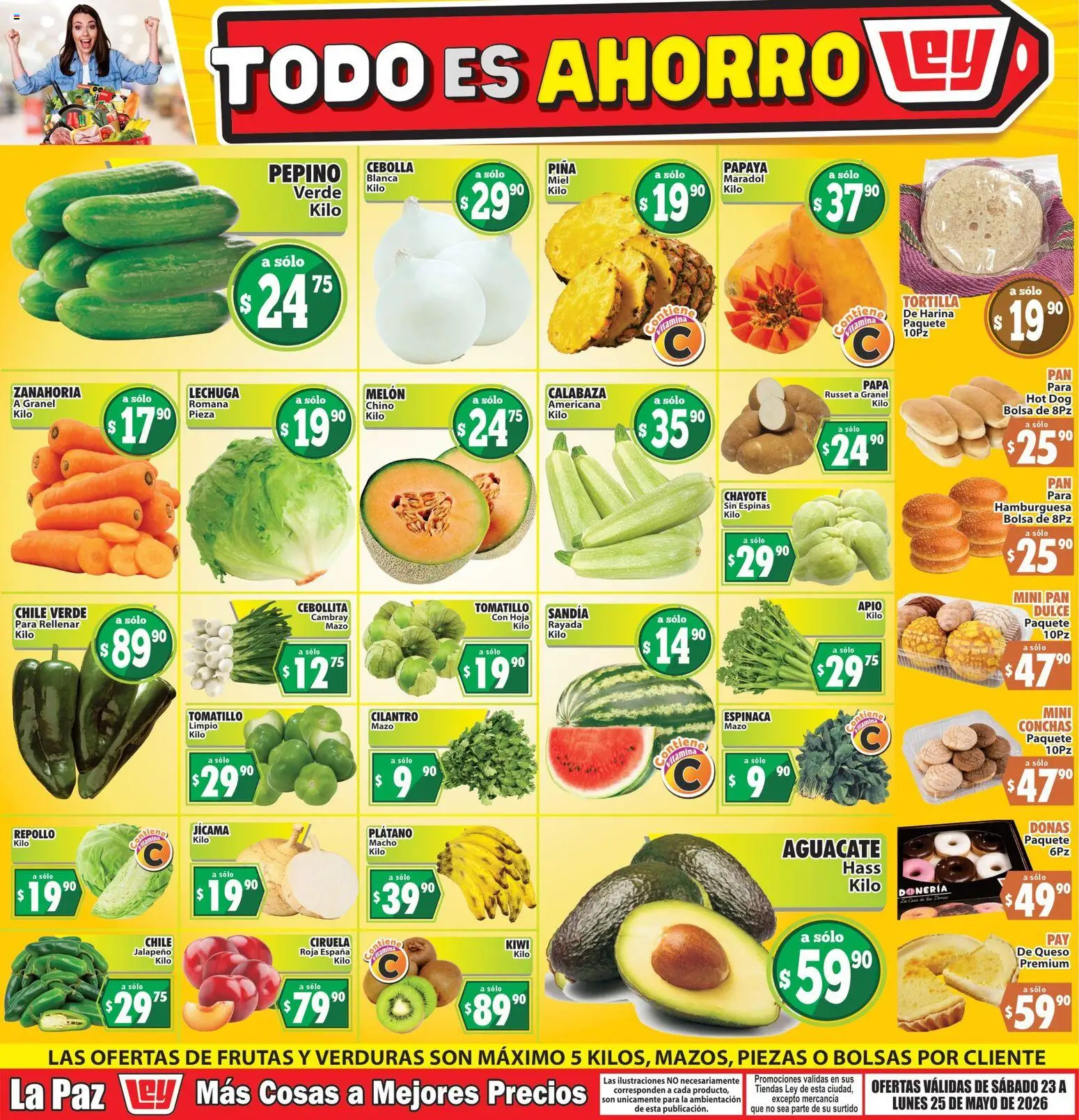 Vista previa las ofertas de la tienda Casa Ley - Casa Ley folleto Las ofertas de frutas y verdunas La Paz desde el 23/05/2026 