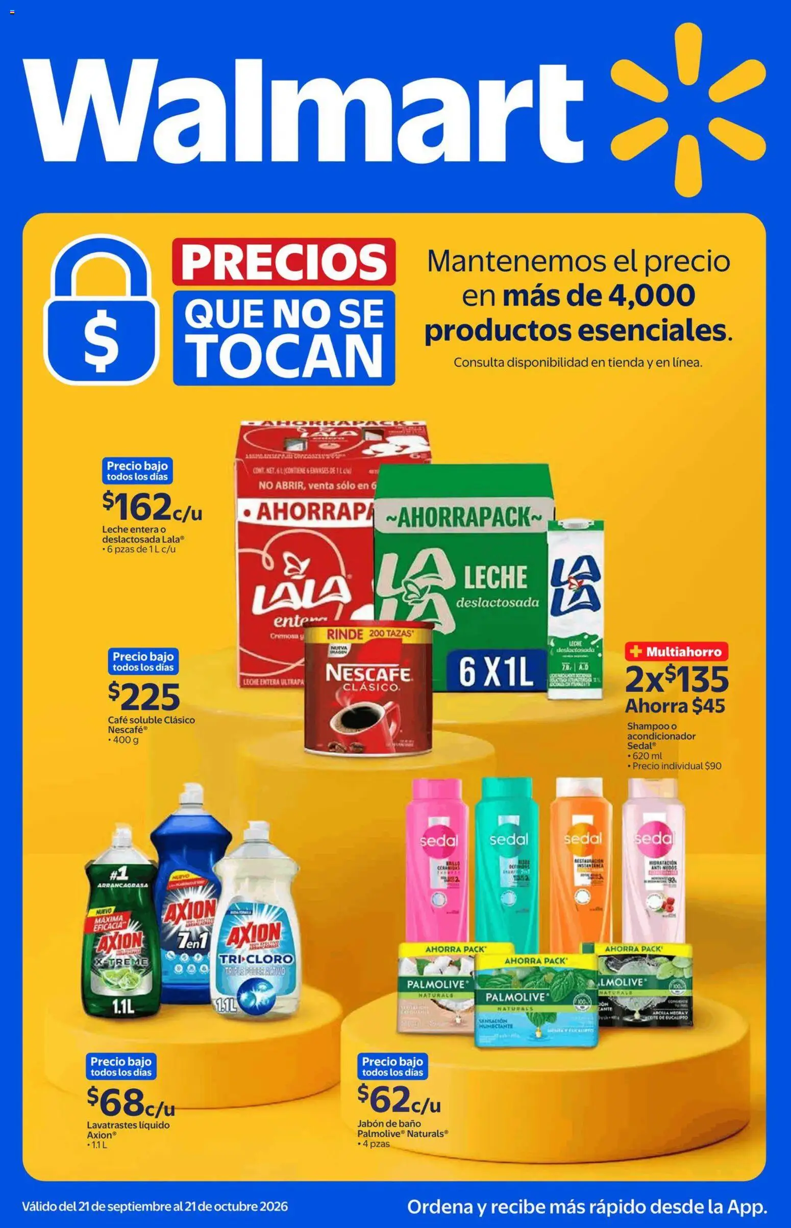 Vista previa las ofertas de la tienda Walmart - Walmart folleto Precios que no se tocan desde el 21/09/2026 - Shampoo, Baño, Leche, Jabón, Cloro, Acondicionador, Café soluble, Leche entera