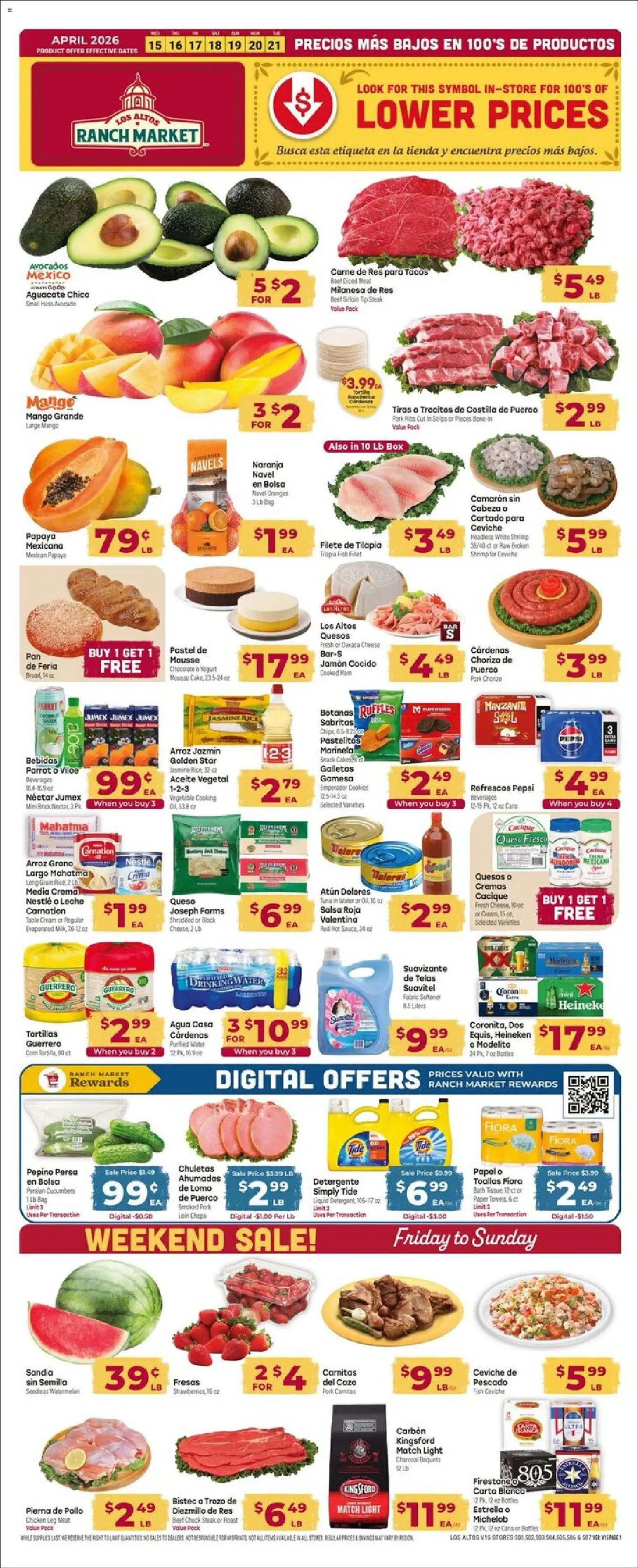 Ad Preview of Cardenas Cardenas Weekly Ad - AZ from 04/15/2026 - Cookies, Shrimp, Tilapia, Ham, Beef, Tortillas, Pork, Table