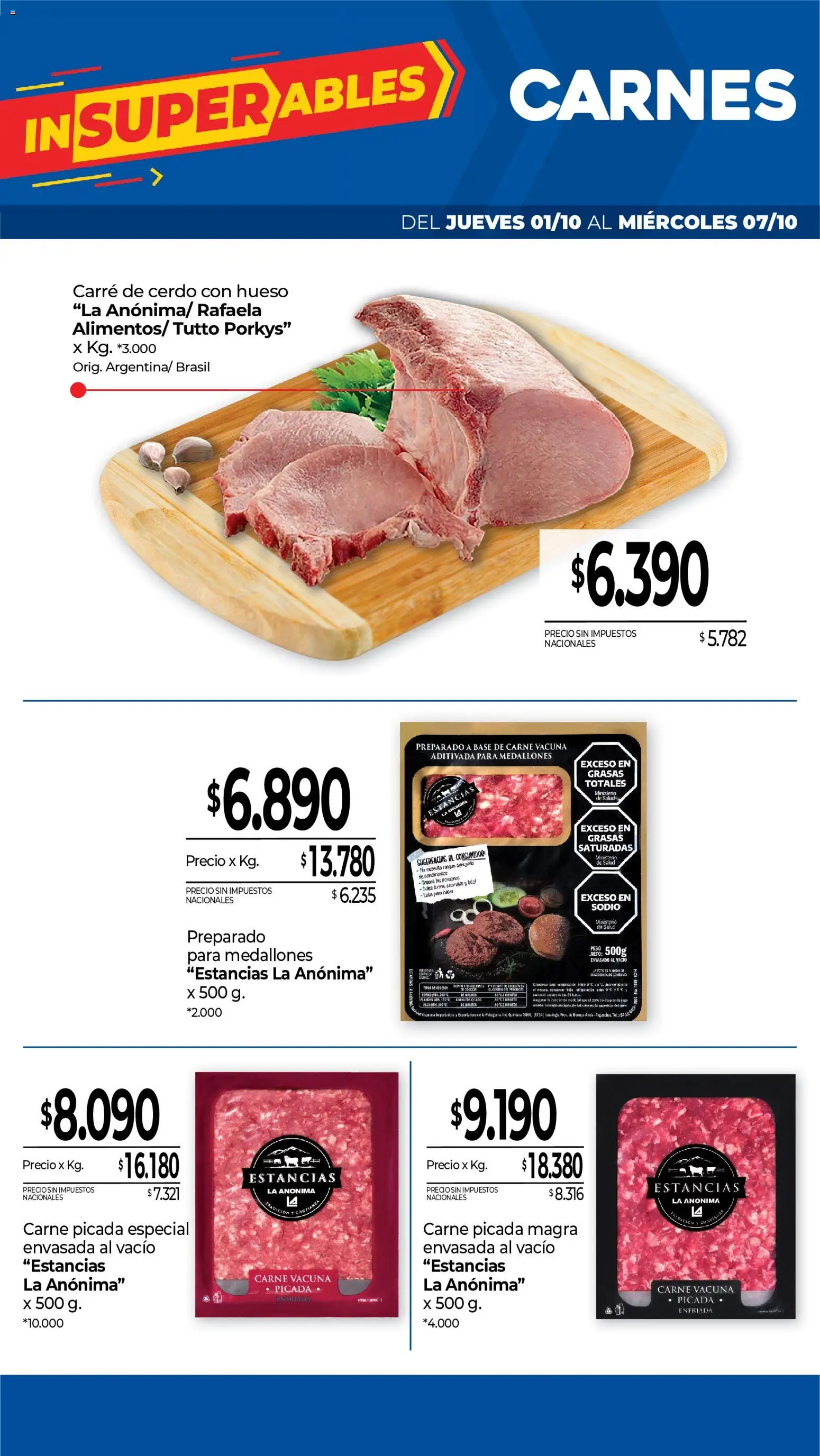 Vista previa del folleto de la tienda La Anonima válido desde el 01/10/2026 - Peso, Carne, Cerdo, Carne picada