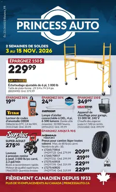 Preview of leaflet Princess Auto circulaire - 2 Semaines de Soldes ! from shop Princess Auto is valid from Nov 01, 2026