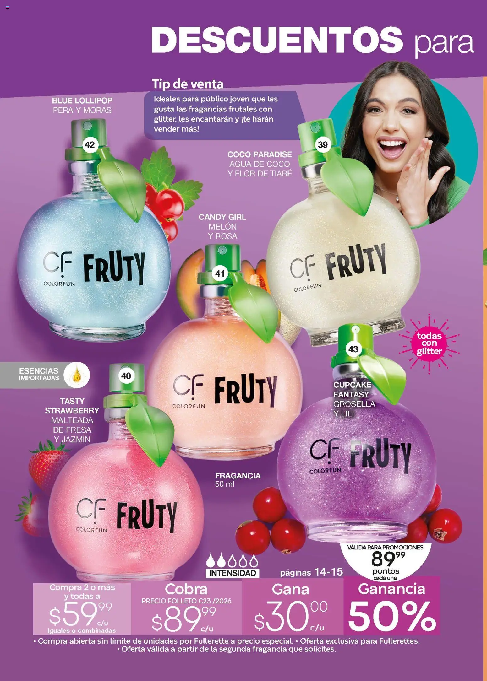 Vista previa las ofertas de la tienda Fuller - Revista Gana Más C23 desde el 18/02/2026 - Agua, Fresa, Coco, Pera, Glitter, Fragancia, Melón, Esencias