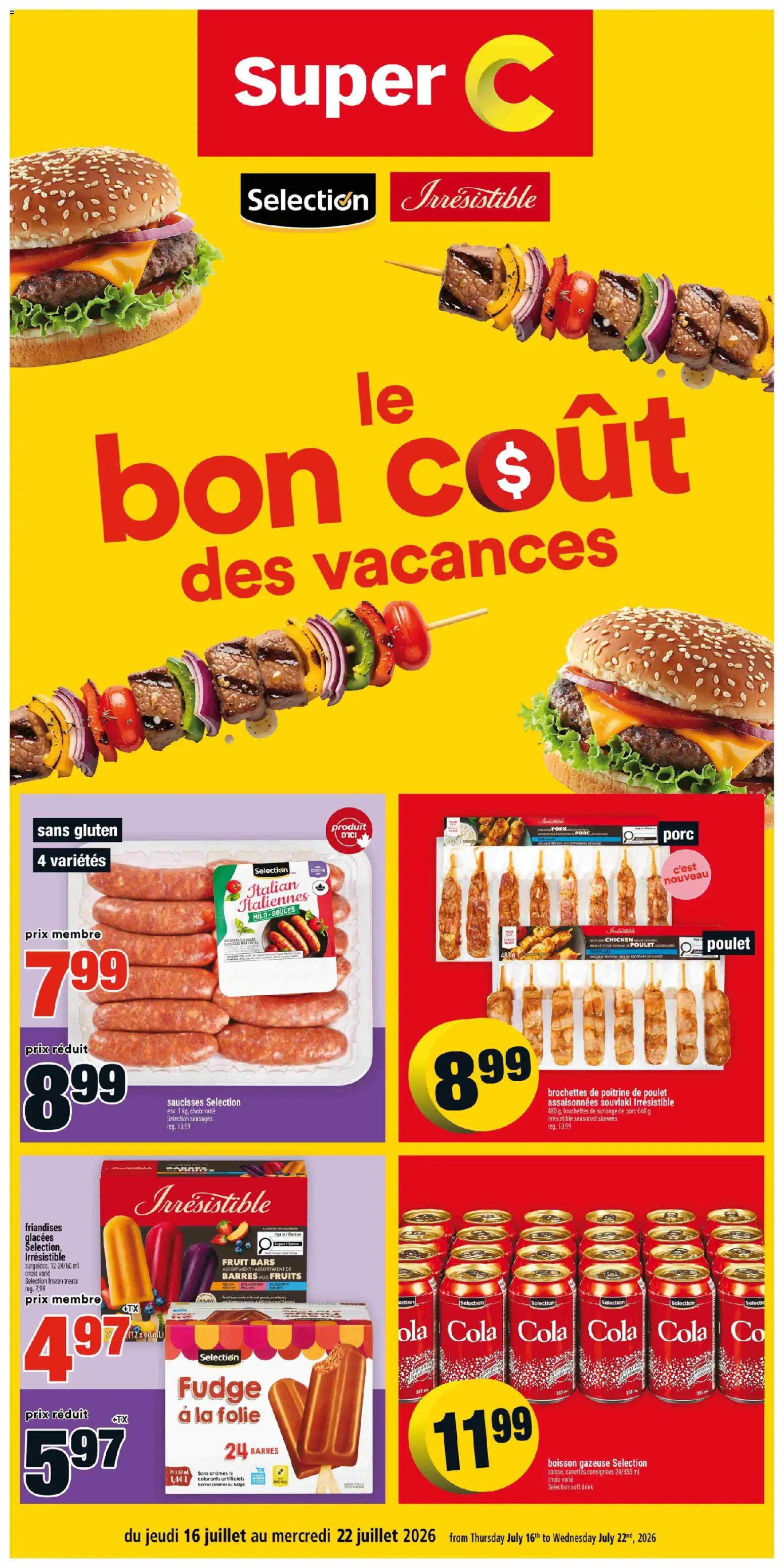Preview of leaflet Cahier Marques Privées from shop Super C is valid from Jul 16, 2026 - Chicken, Fruit, Sugar, Sausages