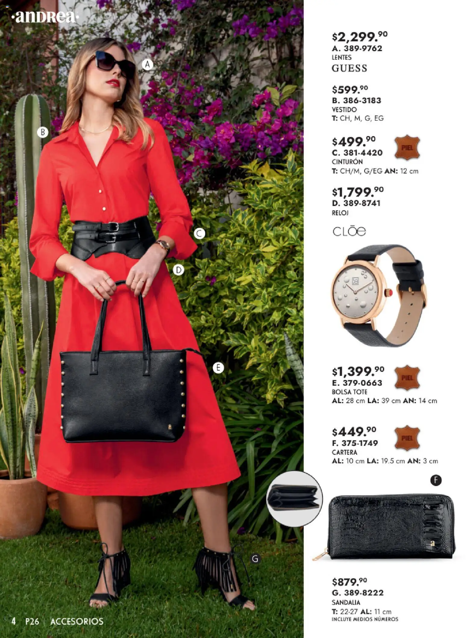 Vista previa las ofertas de la tienda Andrea - Catálogo Primavera desde el 25/01/2026 - Reloj, Vestido, Lentes, Bolsa, Cinturón