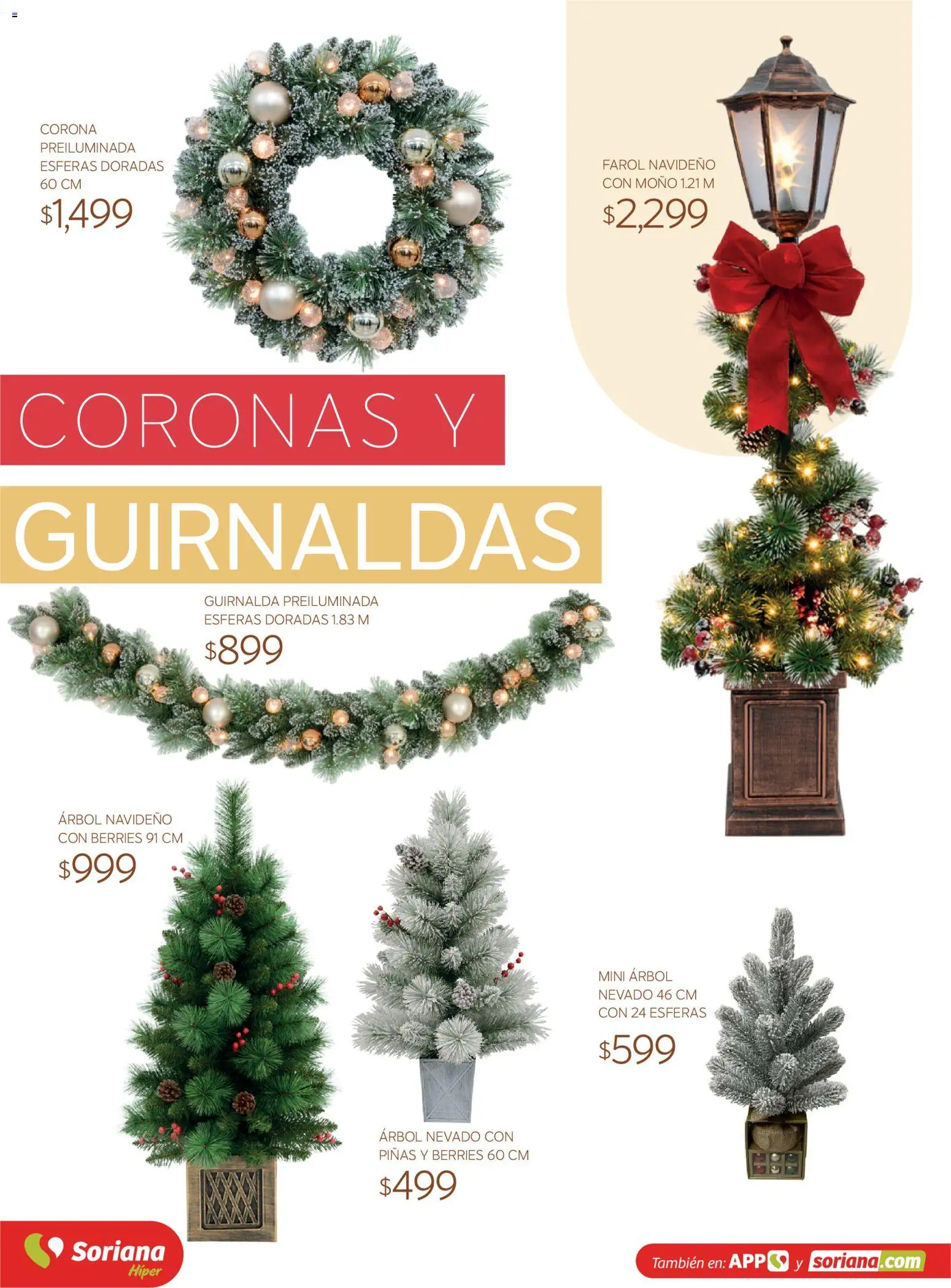Vista previa las ofertas de la tienda Soriana - Soriana Híper - Decoracion Navideña desde el 30/09/2026 - Moño, Farol