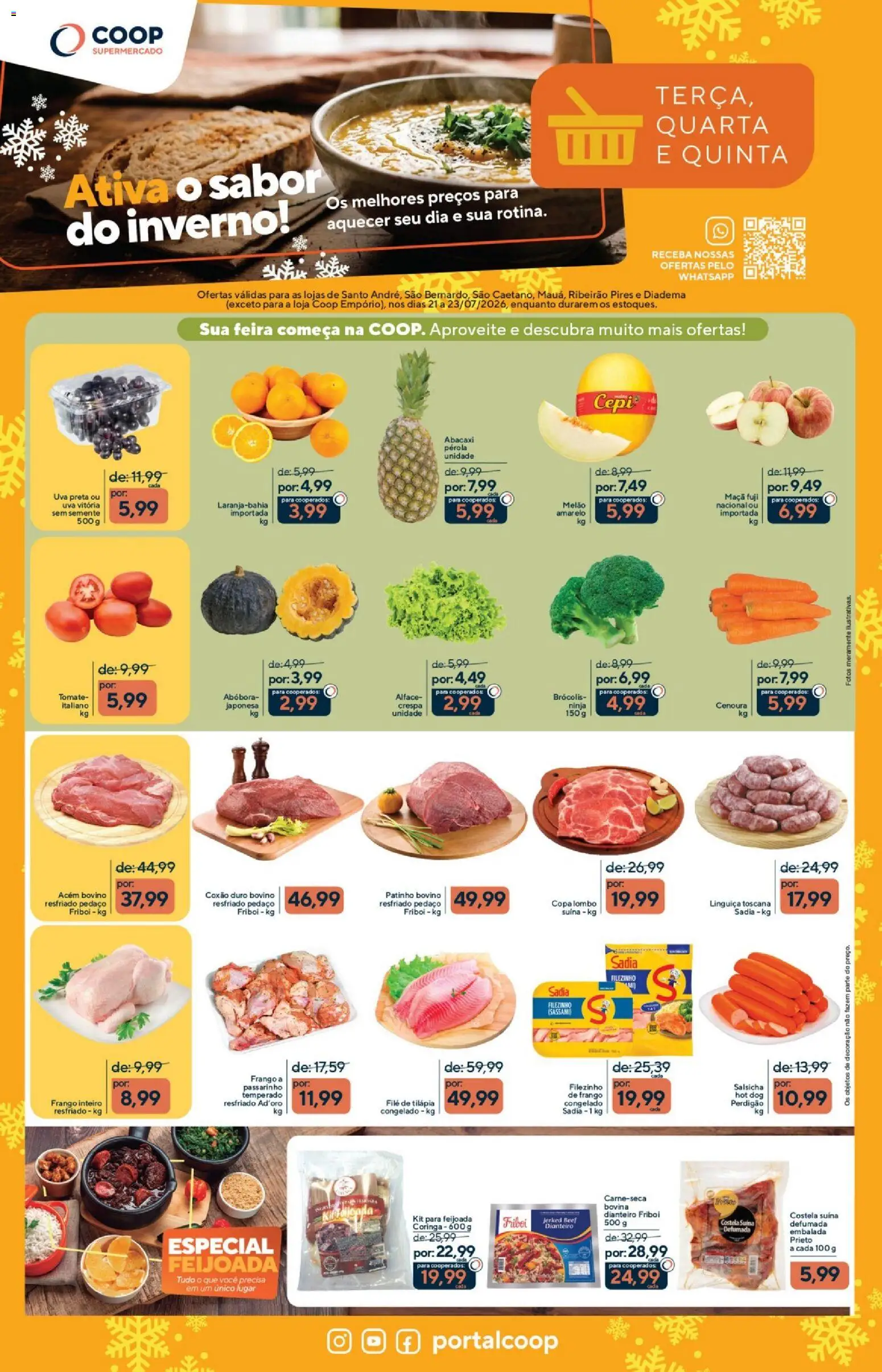 Pré-Visualização do folheto "Coop - Ofertas da semana" da loja Coop válido a partir de 21/07/2026 - Brócolis, Abóbora, Copa, Frango, Alface, Linguiça, Lombo, Costela suína defumada