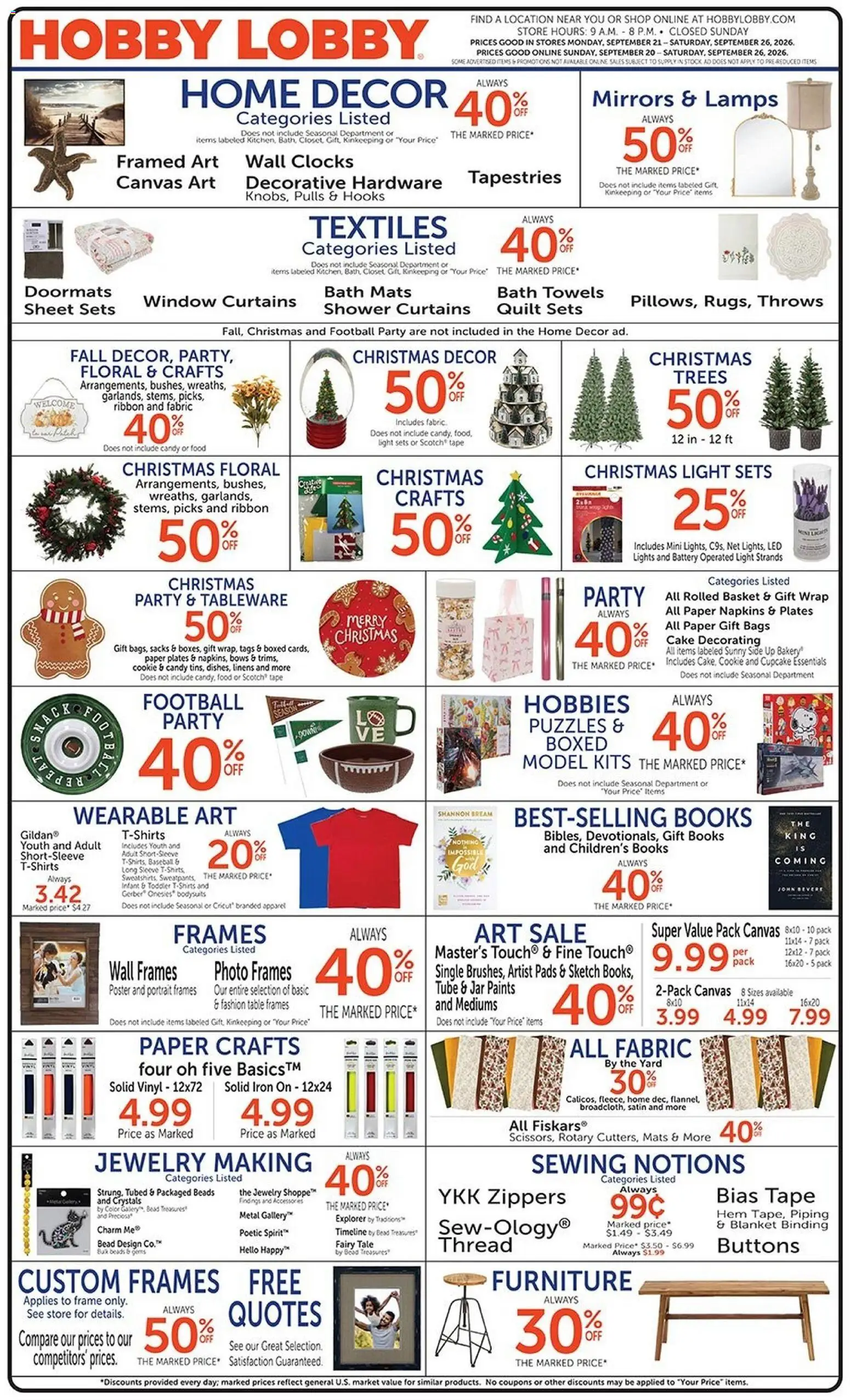 Ad Preview of Hobby Lobby Hobby Lobby Weekly Ad from 09/20/2026