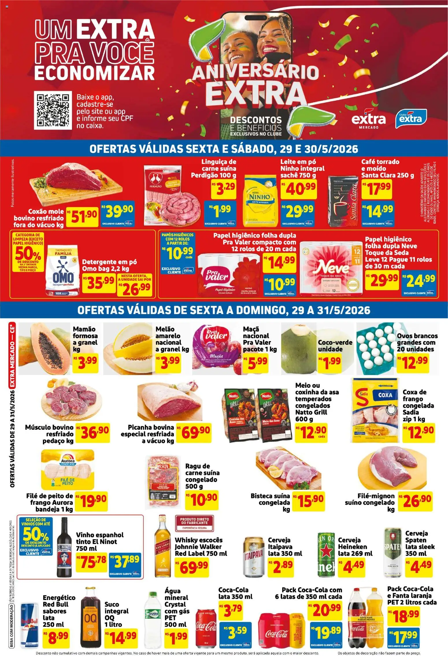 Pré-Visualização do folheto "Extra ofertas Fim de semana Mercado" da loja Extra válido a partir de 29/05/2026