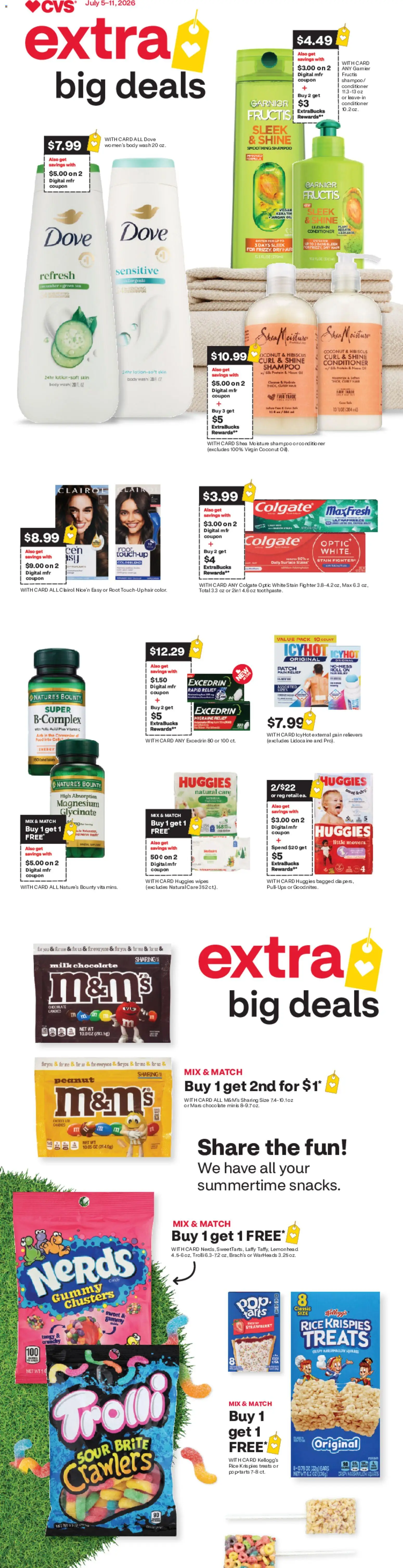 Ad Preview of CVS Pharmacy CVS Pharmacy Weekly Ad from 07/05/2026 - Chocolate, Milk, Protein, Rice, Coconut, Body Wash, Candies, Conditioner