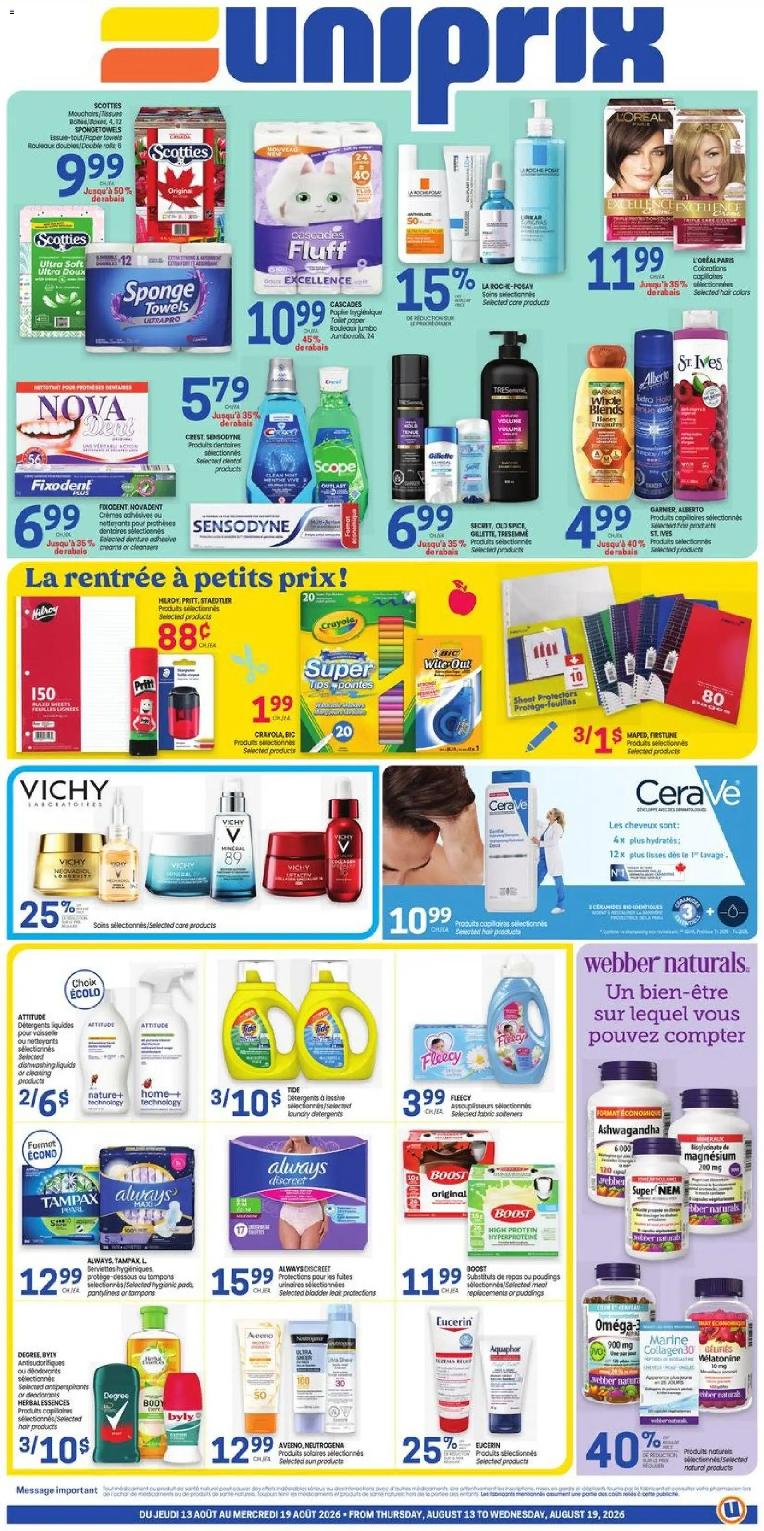 Preview of leaflet Uniprix weekly flyer / circulaire from shop Uniprix is valid from Aug 13, 2026
