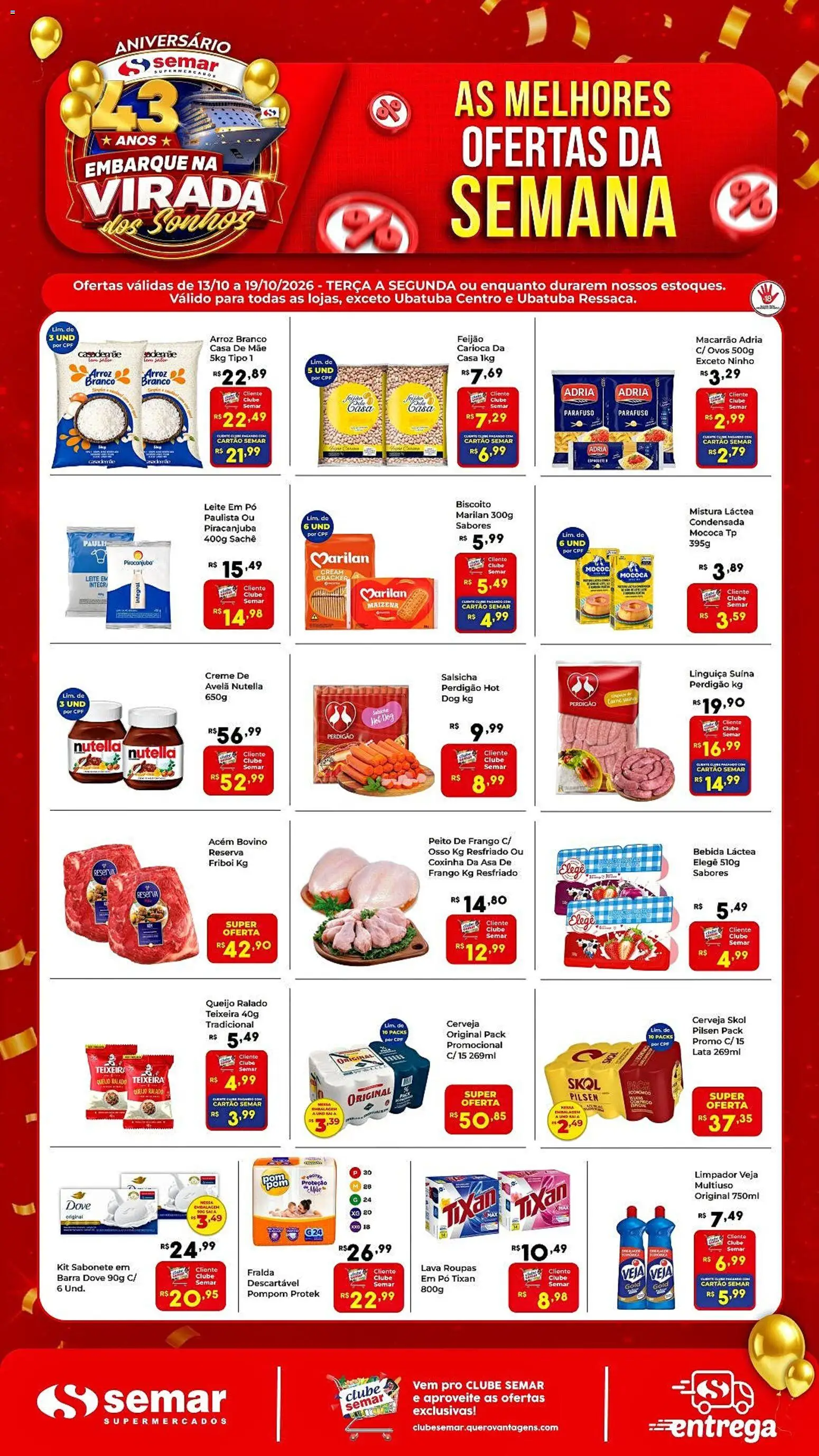 Pré-Visualização do folheto "Semar Supermercado - Ofertas da semana" da loja Semar Supermercado válido a partir de 13/10/2026