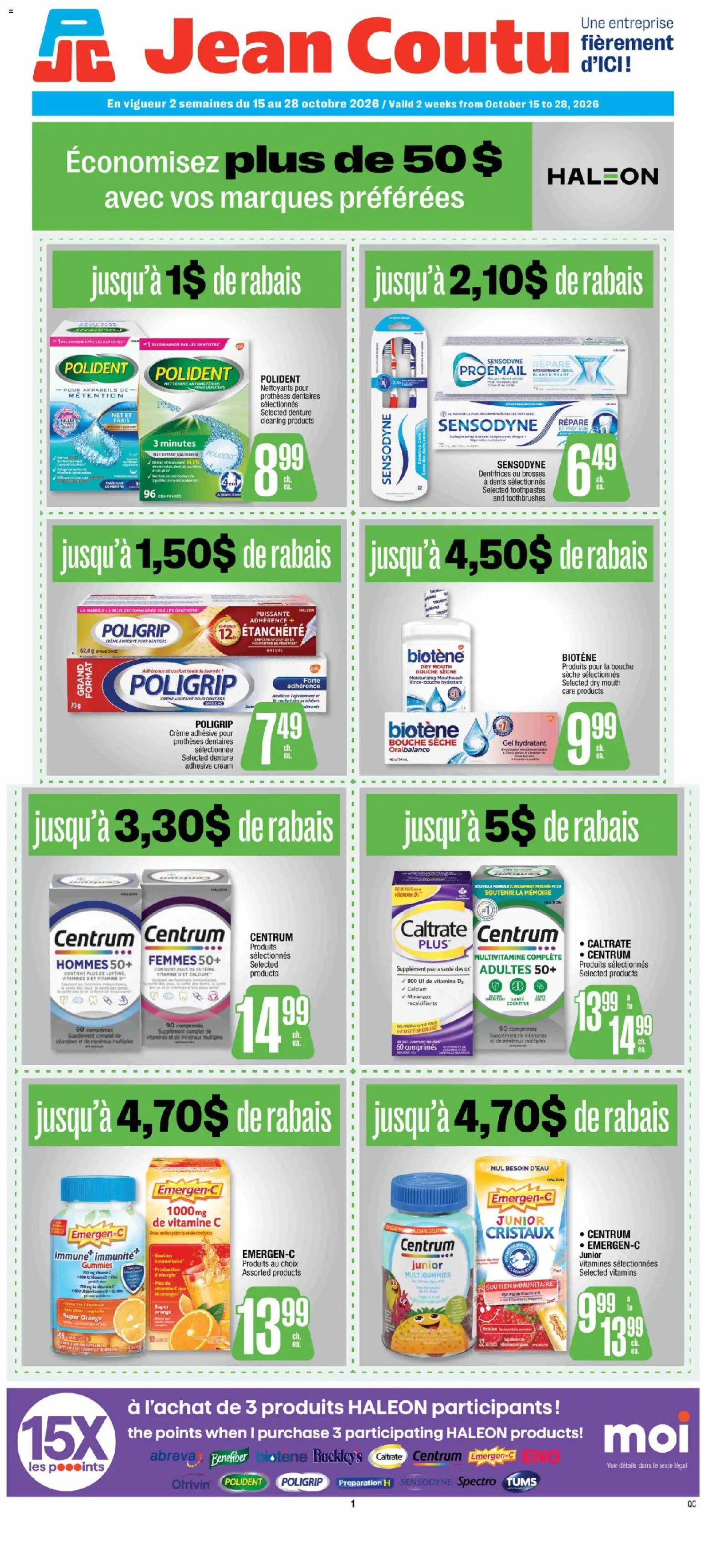 Preview of leaflet Jean Coutu circulaire - Encart Haleon from shop Jean Coutu is valid from Oct 15, 2026