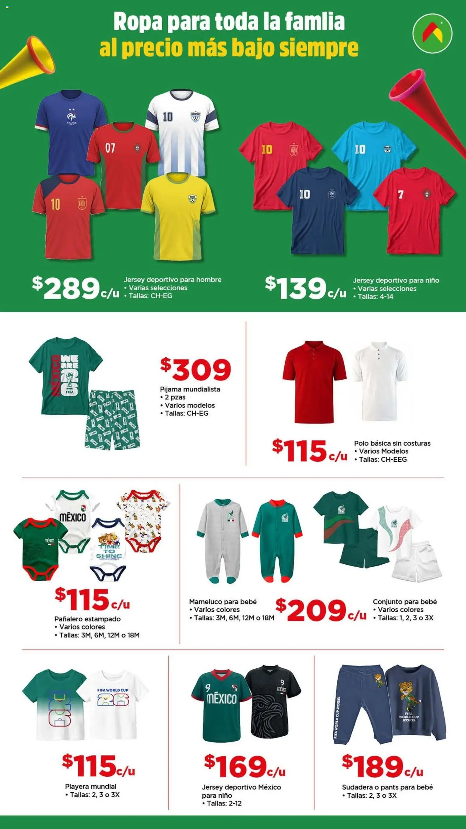 Vista previa las ofertas de la tienda Bodega Aurrerá - Bodega Aurrerá folleto Golazo desde el 05/06/2026 - Playera, Ropa, Sudadera, Pijama, Pants, Conjunto, Mameluco