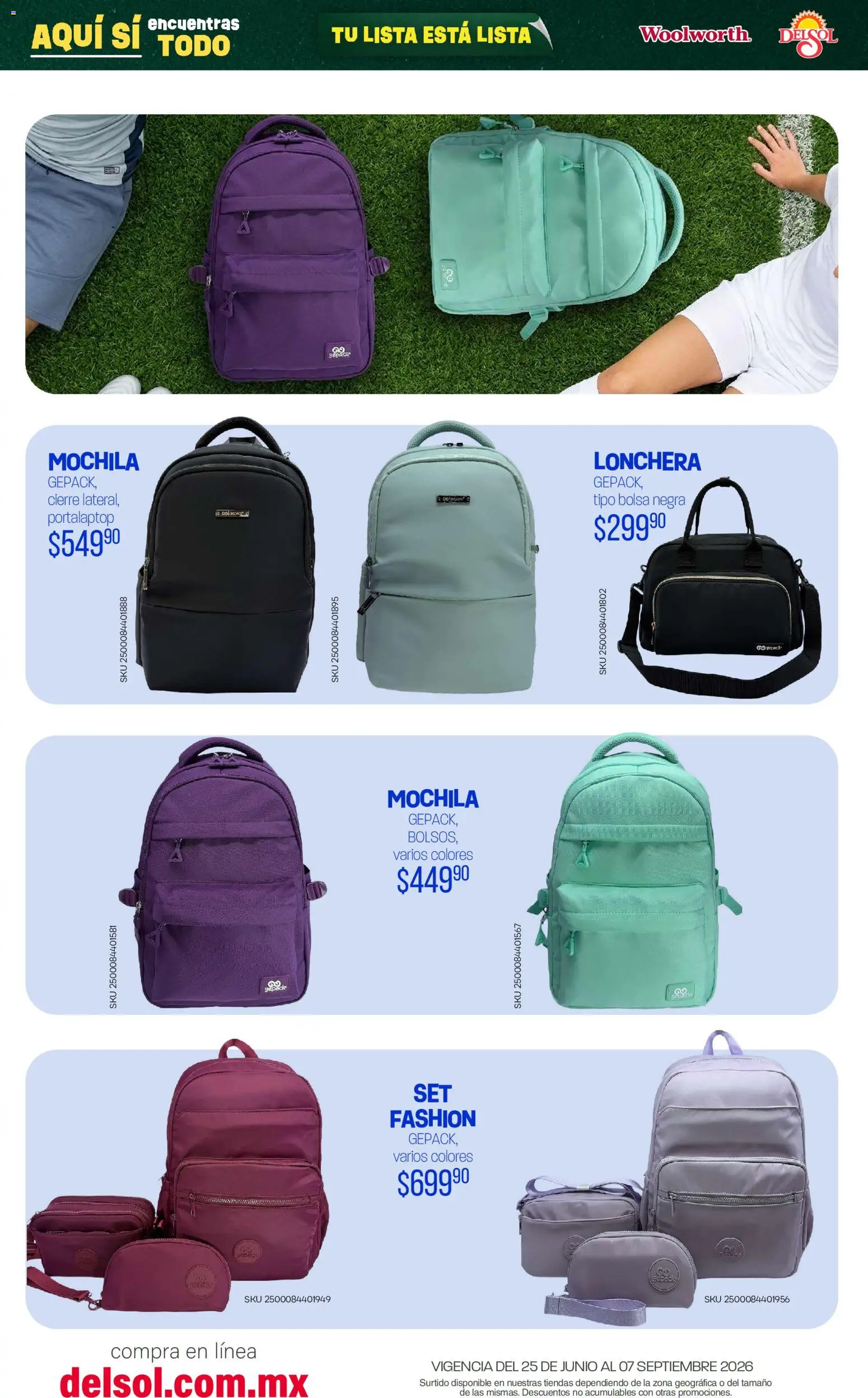 Vista previa las ofertas de la tienda Del Sol y Woolworth - Del Sol y Woolworth catálogo Back To School desde el 25/06/2026 