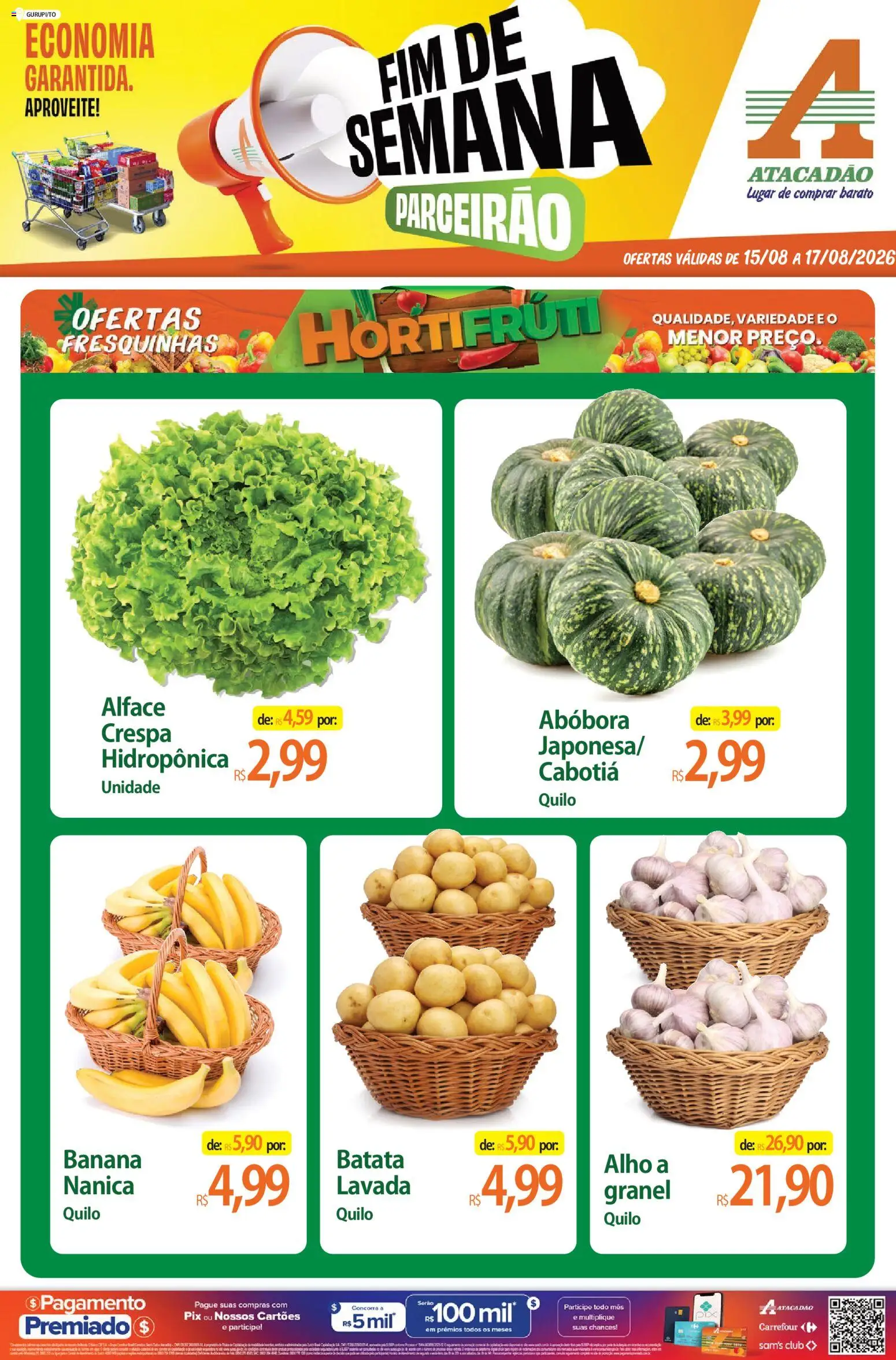 Pré-Visualização do folheto "Atacadão ofertas - TO" da loja Atacadão válido a partir de 15/08/2026 - Abóbora, Batata, Alface, Alho