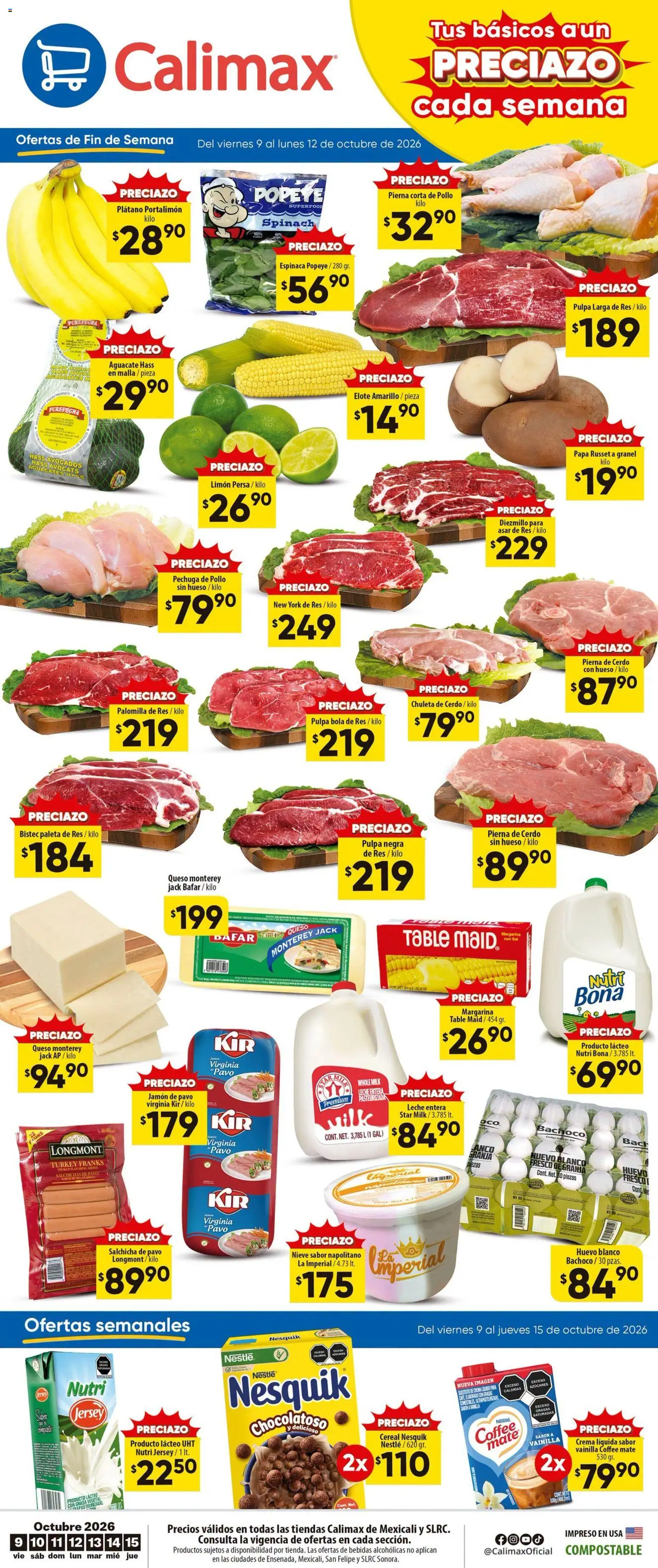 Vista previa las ofertas de la tienda Calimax - Calimax folleto Mexicali y SLRC desde el 09/10/2026 