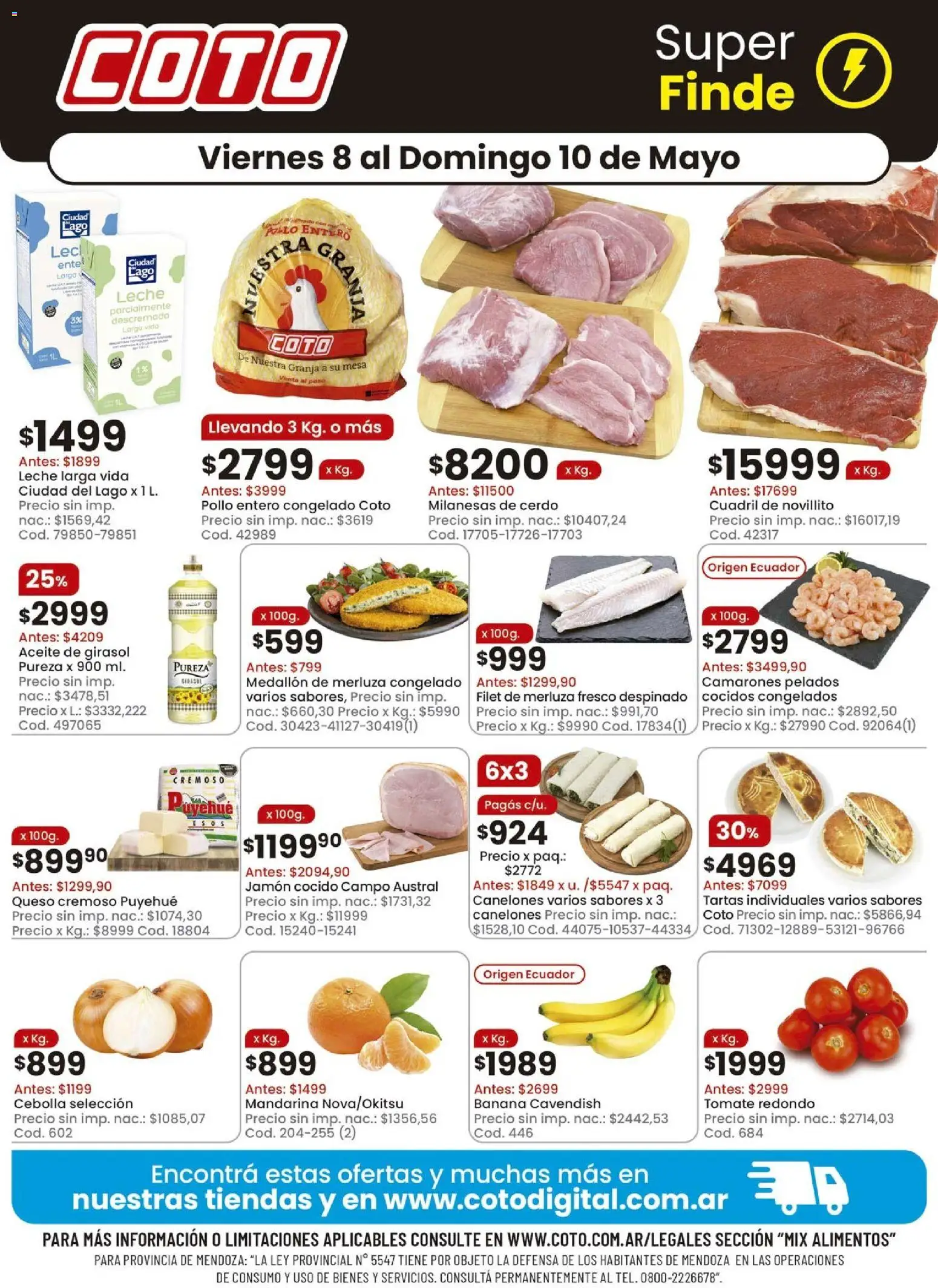 Vista previa del folleto de la tienda Coto válido desde el 08/05/2026 - Milanesas, Pollo, Mesa, Aceite, Leche, Alimentos, Jamón cocido, Aceite de girasol