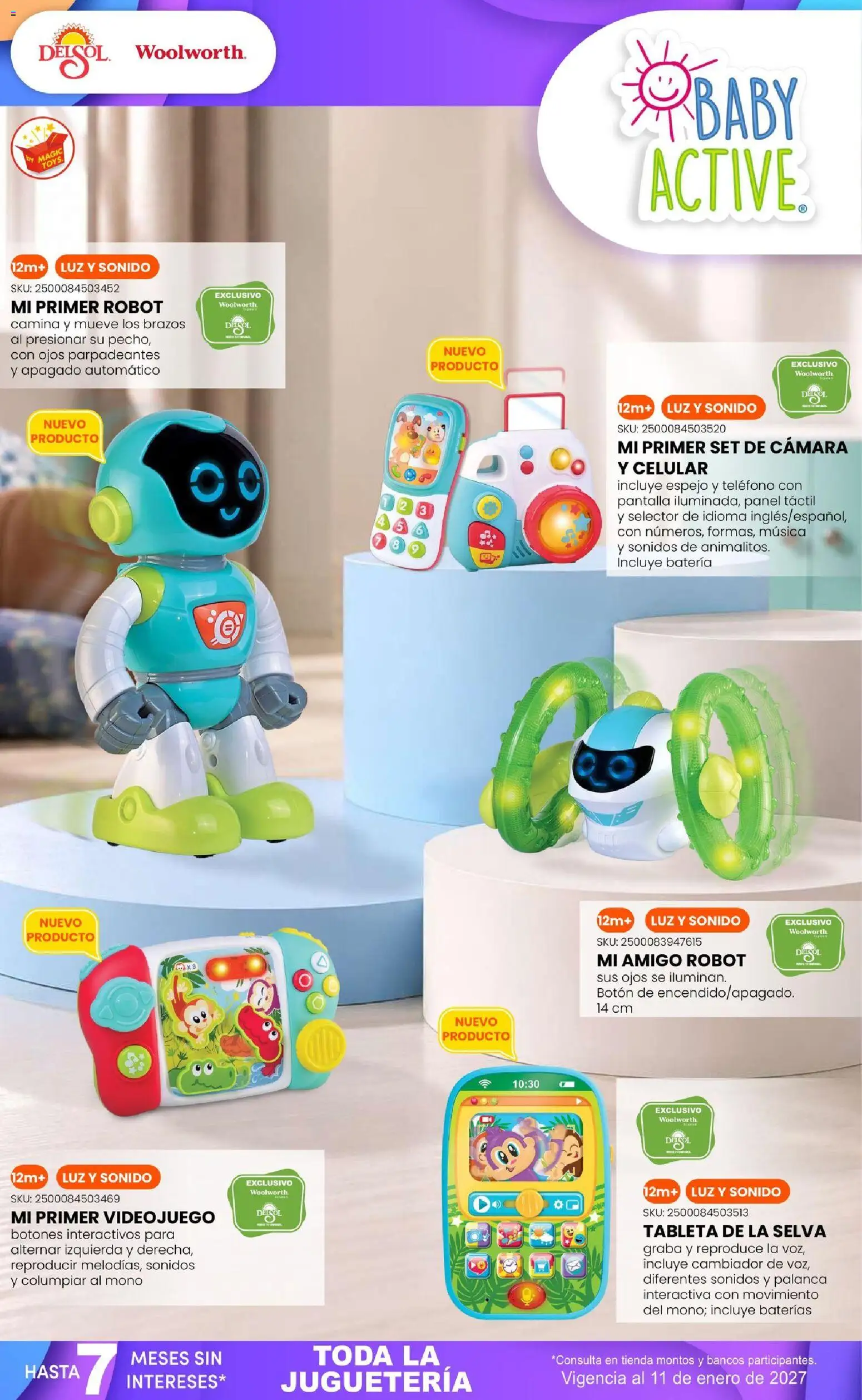 Vista previa las ofertas de la tienda Del Sol y Woolworth - Del Sol y Woolworth catálogo El Castillo del Juguete desde el 01/10/2026 - Teléfono, Cámara, Moño, Batería, Robot, Espejo, Tableta, Cambiador
