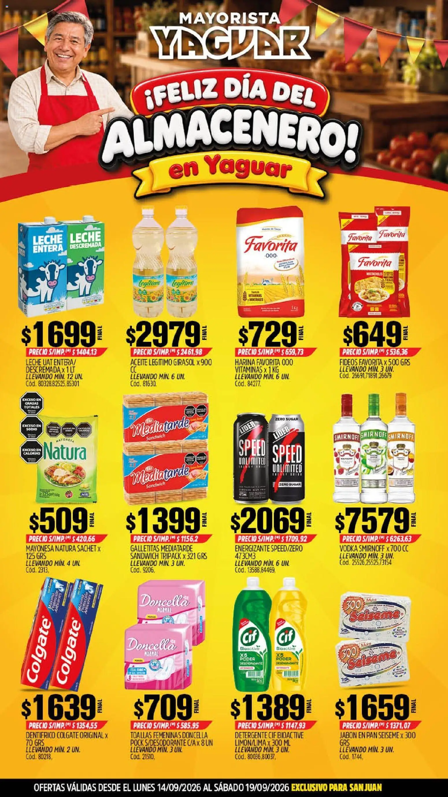 Vista previa del folleto de la tienda Yaguar válido desde el 14/09/2026 - Vitaminas, Vodka, Aceite, Leche, Toallas, Jabón, Mayonesa, Detergente