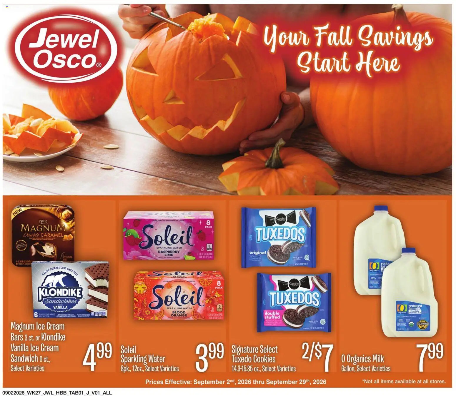 Ad Preview of Jewel Osco Jewel Osco Specialty Publication from 09/02/2026 - Ice cream, Cookies, Ice, Raspberry, Cream, Vanilla, Magnum, Magnum ice cream