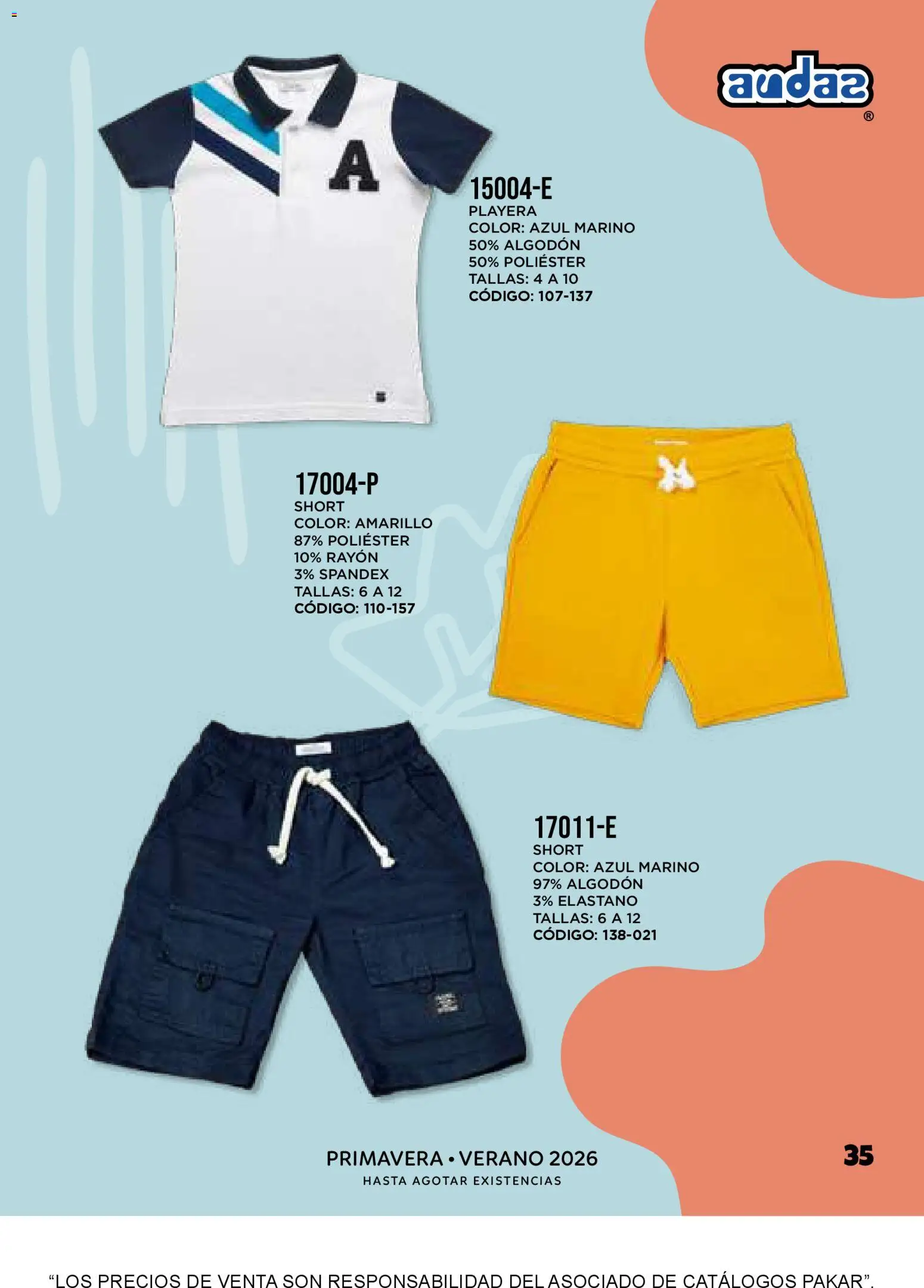 Vista previa las ofertas de la tienda SC Pakar - Catálogo Audas desde el 30/01/2026 - Playera, Short, Algodón