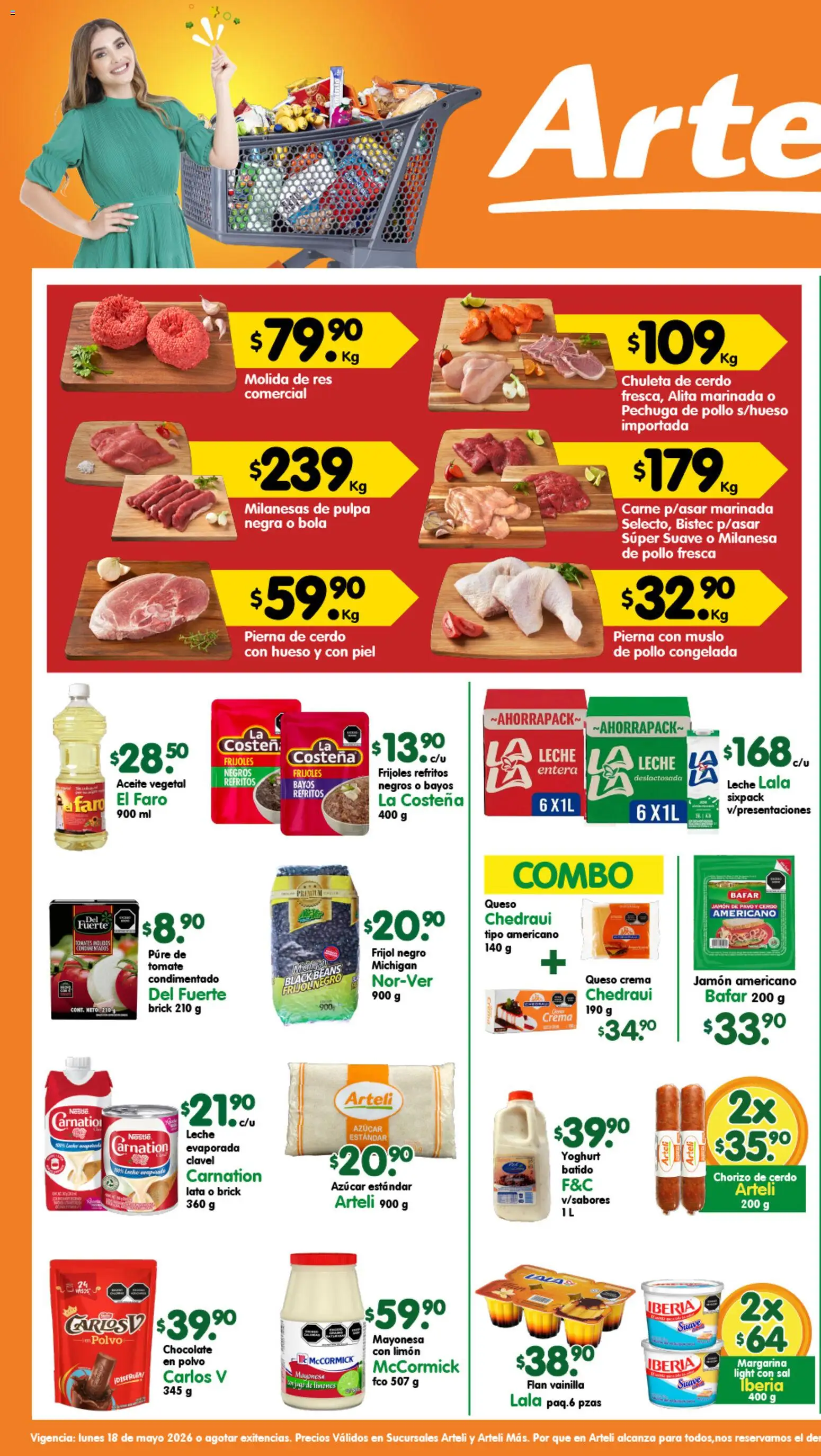 Vista previa las ofertas de la tienda Arteli - Arteli folleto Tuxpan desde el 18/05/2026 - Azúcar, Tomate, Crema, Sal, Mayonesa, Milanesa, Aceite vegetal, Chuleta de cerdo