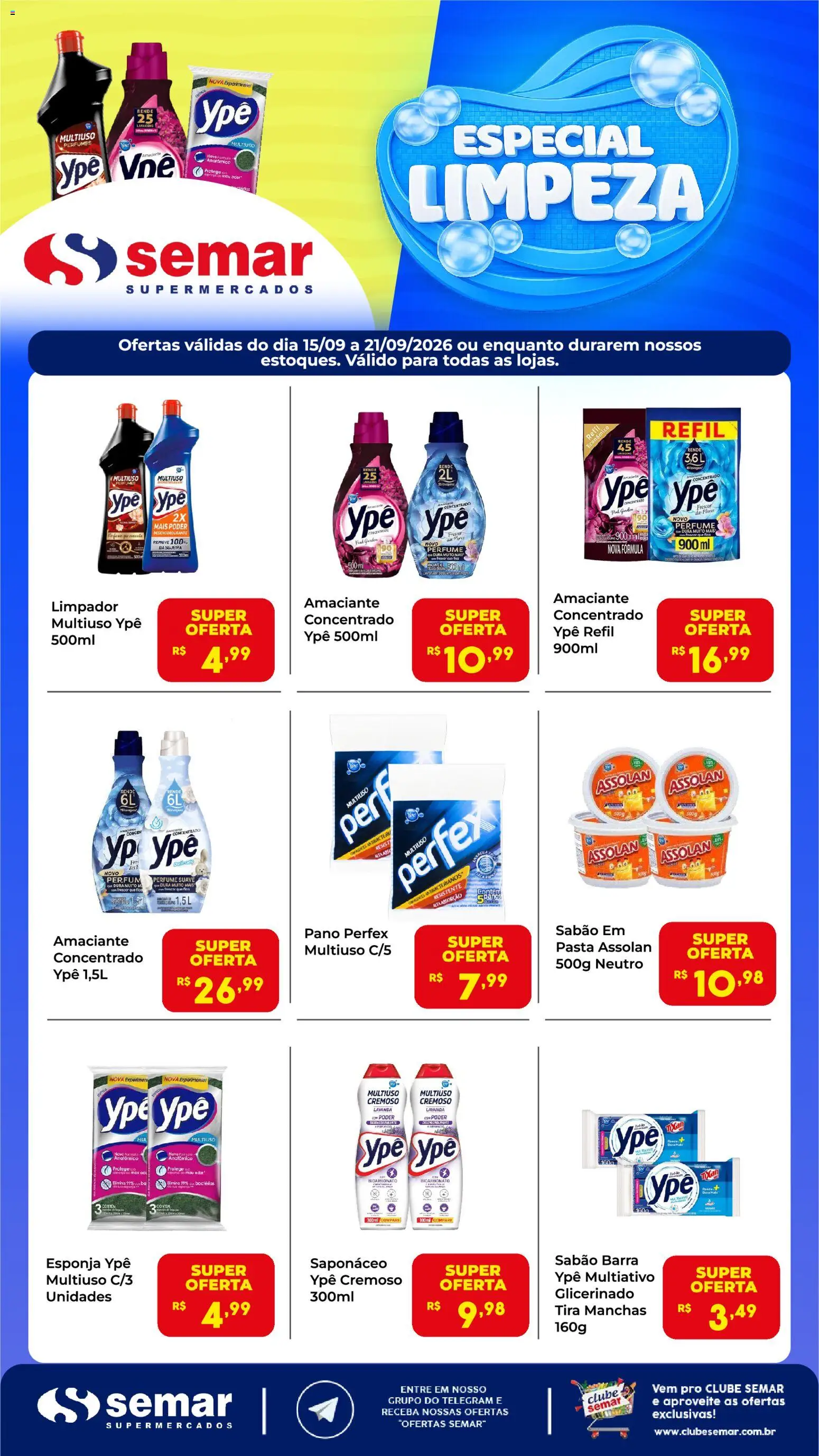 Pré-Visualização do folheto "Semar Supermercado ofertas Limpeza" da loja Semar Supermercado válido a partir de 15/09/2026