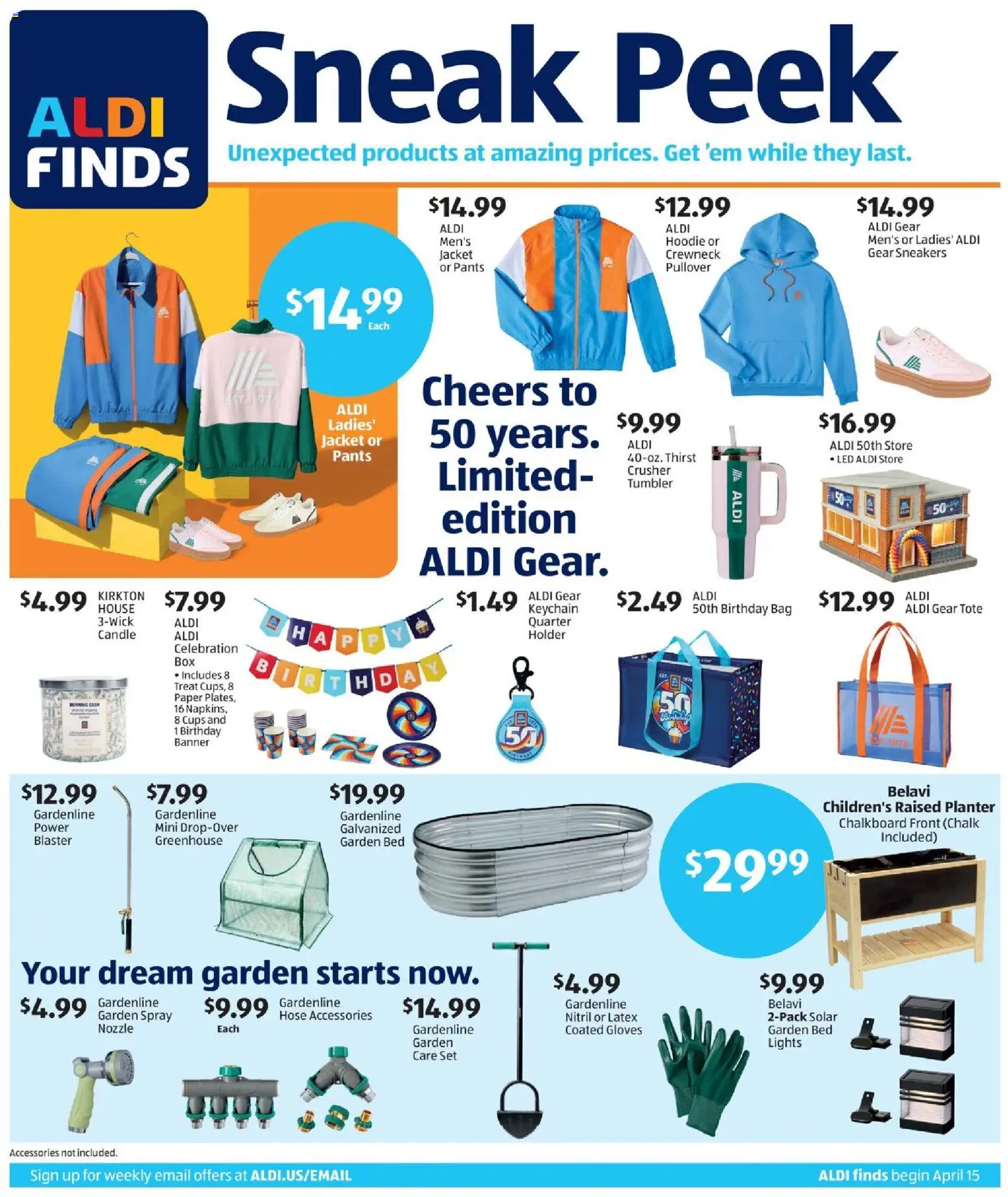 Ad Preview of Aldi Aldi In Store Ad from 04/15/2026 - Hoodie, Sneakers, Bed, Jacket, Pants, Bag, Gloves