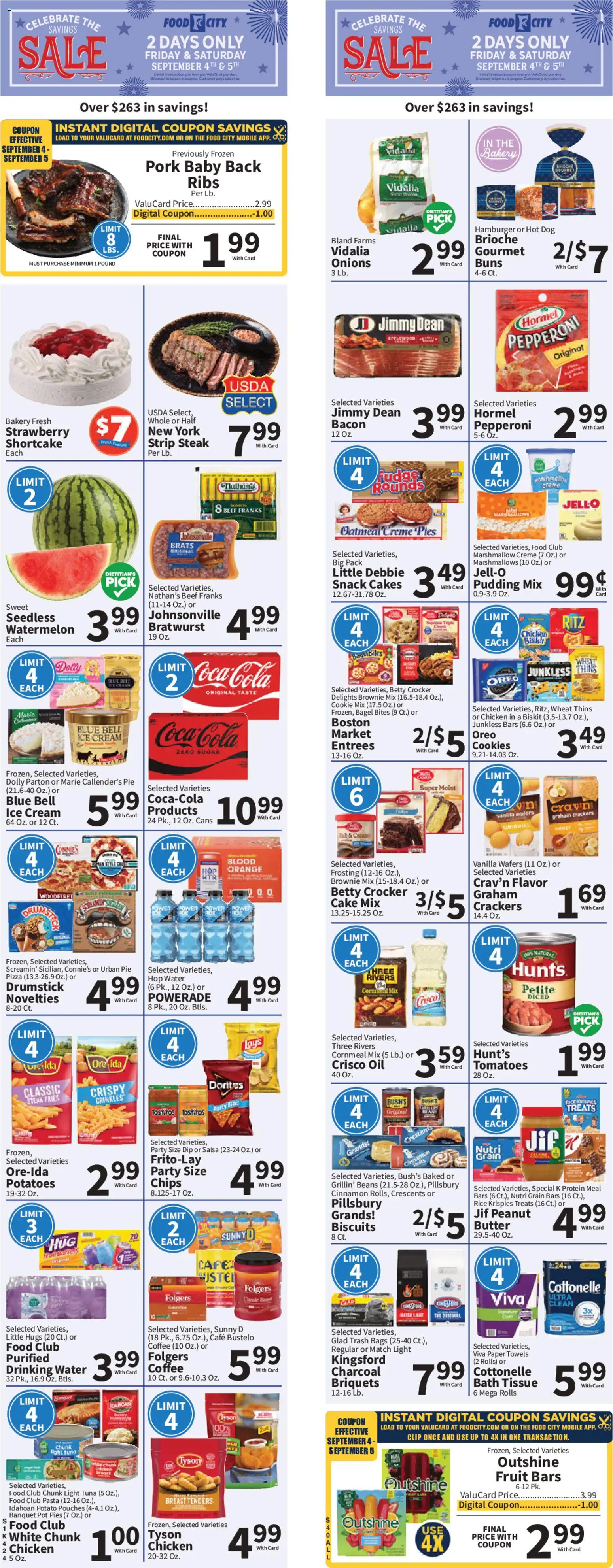 Ad Preview of Food City Food City Weekly Ad from 09/02/2026 - Bakery, Pasta, Steak, Oil, Crackers, Pork, Brioche, Paper towels