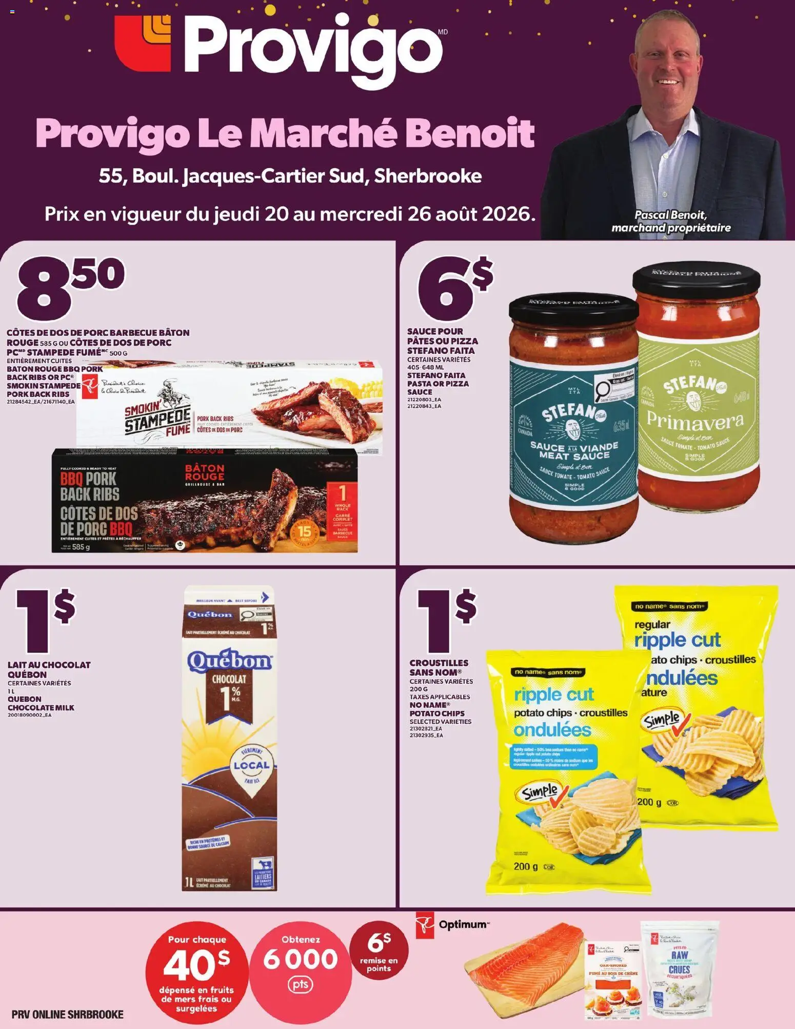 Preview of leaflet Provigo weekly flyer / circulaire from shop Provigo is valid from Aug 20, 2026 - Pizza, Pasta, Chocolate, Meat, Chips, Milk, Tomato, Pork