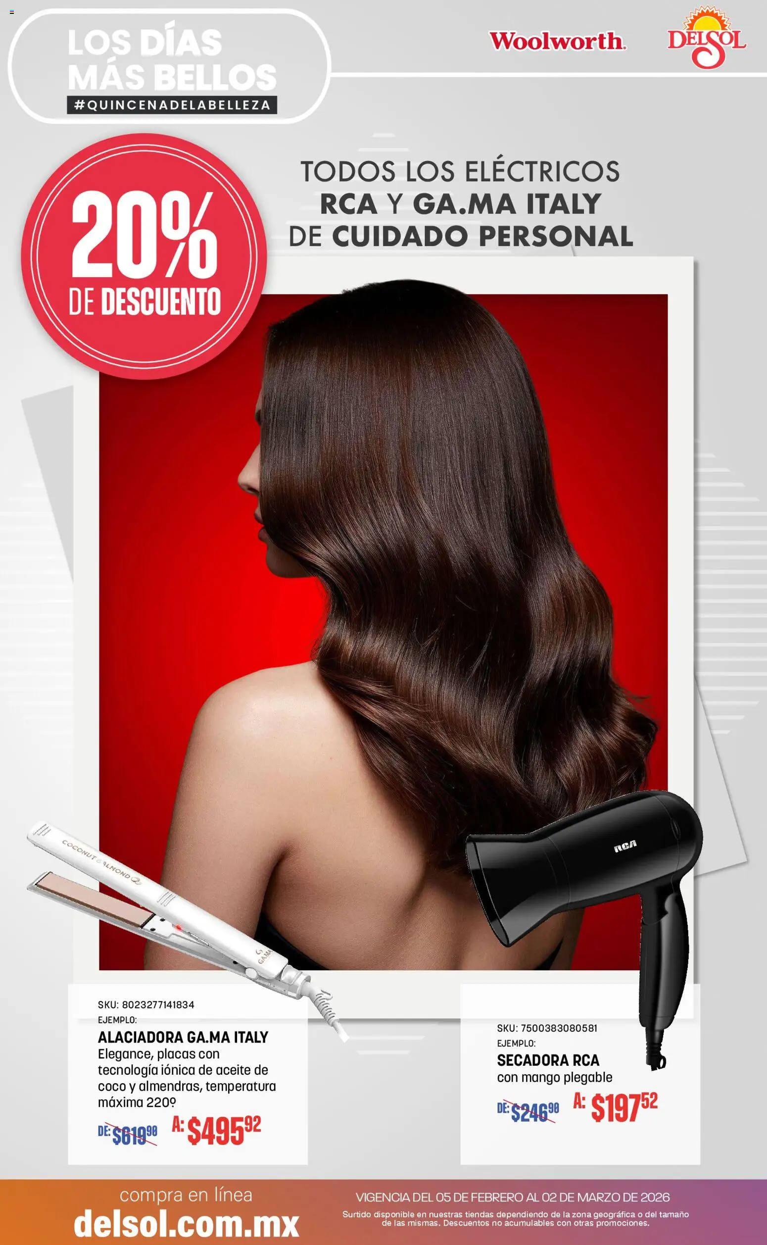 Vista previa las ofertas de la tienda Del Sol y Woolworth - Catálogo desde el 05/02/2026 - Mango, Coco, Aceite, Secadora