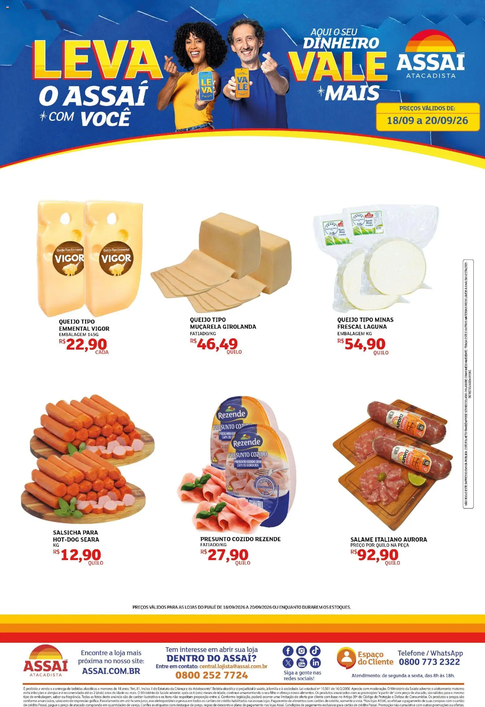 Pré-Visualização do folheto "Assaí Atacadista ofertas - PI" da loja Assaí Atacadista válido a partir de 18/09/2026 - Telefone, Bebidas, Pneus, Base, Bebida, Salame, Presunto, Muçarela