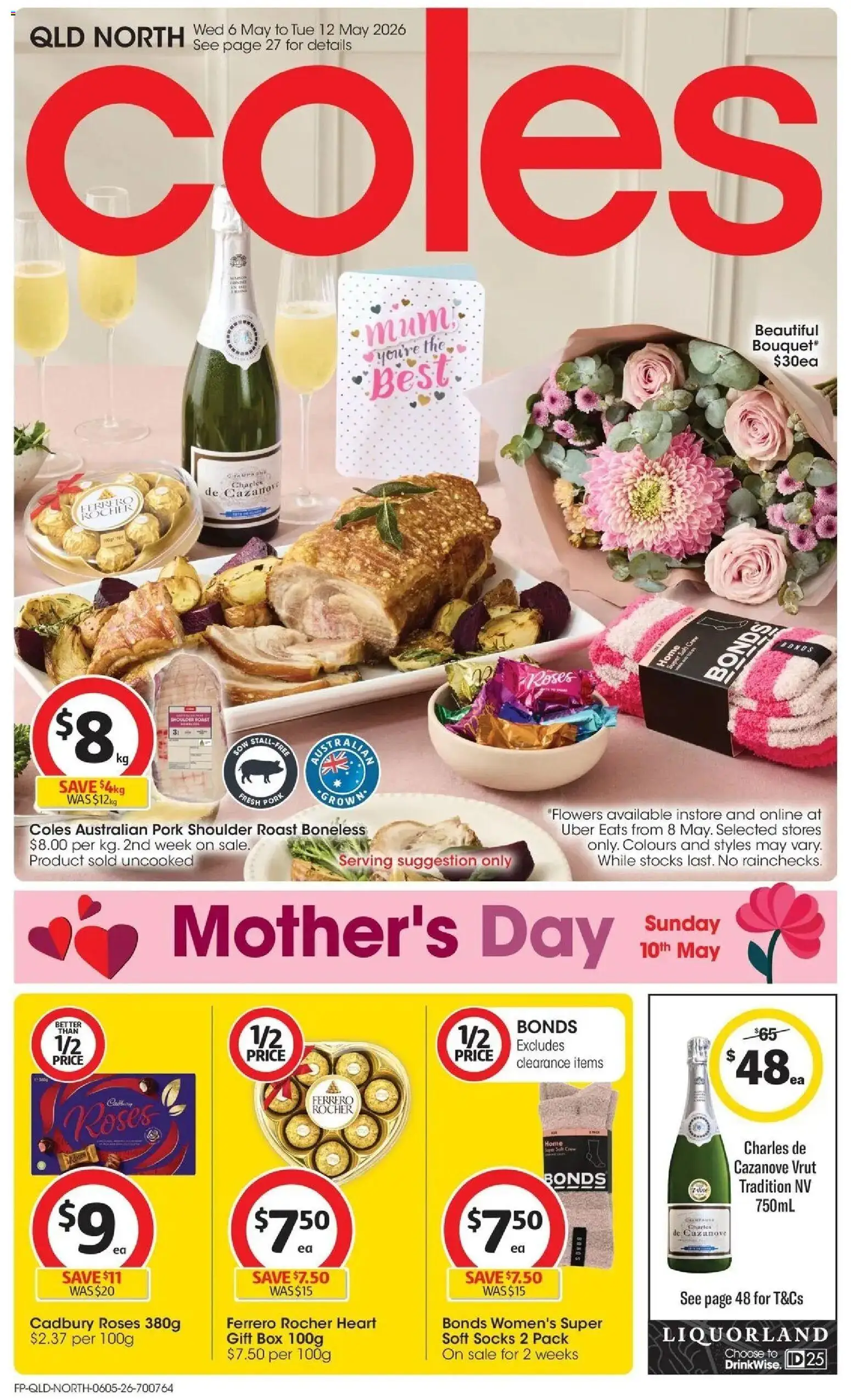 Preview of catalogue Coles Catalogue - 6th May from shop Coles valid 05/05/2026 - Box, Pork, Socks, Roast, Ferrero Rocher, Pork shoulder