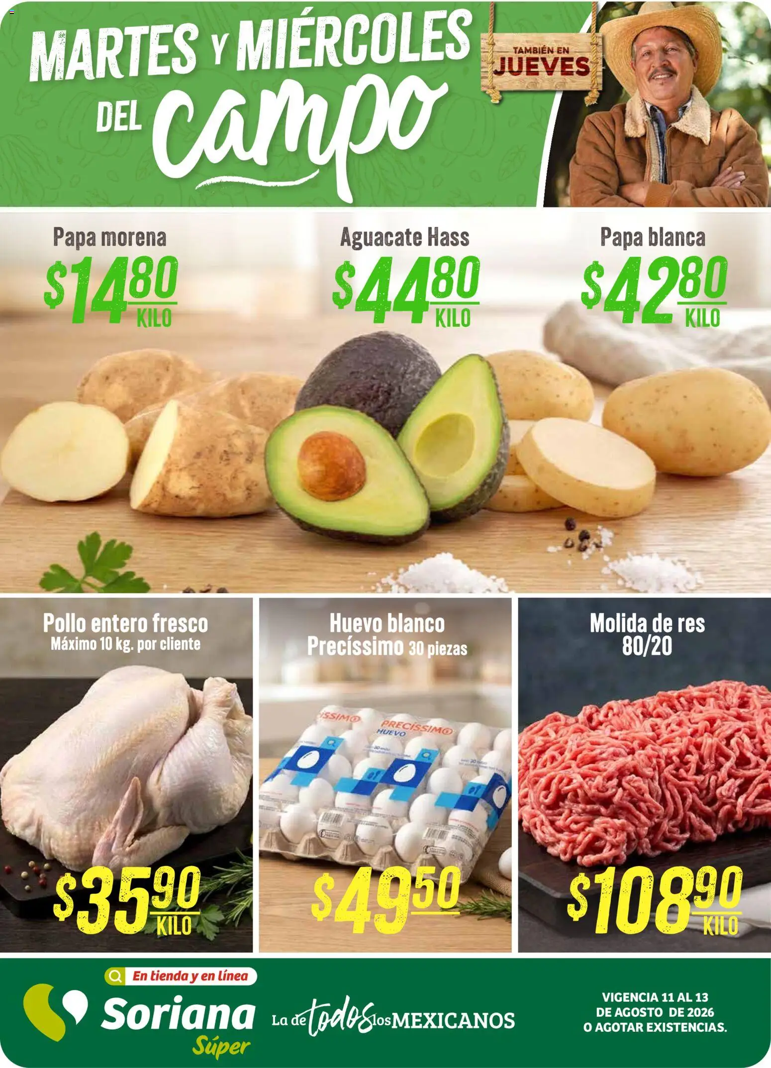 Vista previa las ofertas de la tienda Soriana - Soriana Martes y Miércoles del Campo Súper: Juárez desde el 11/08/2026 