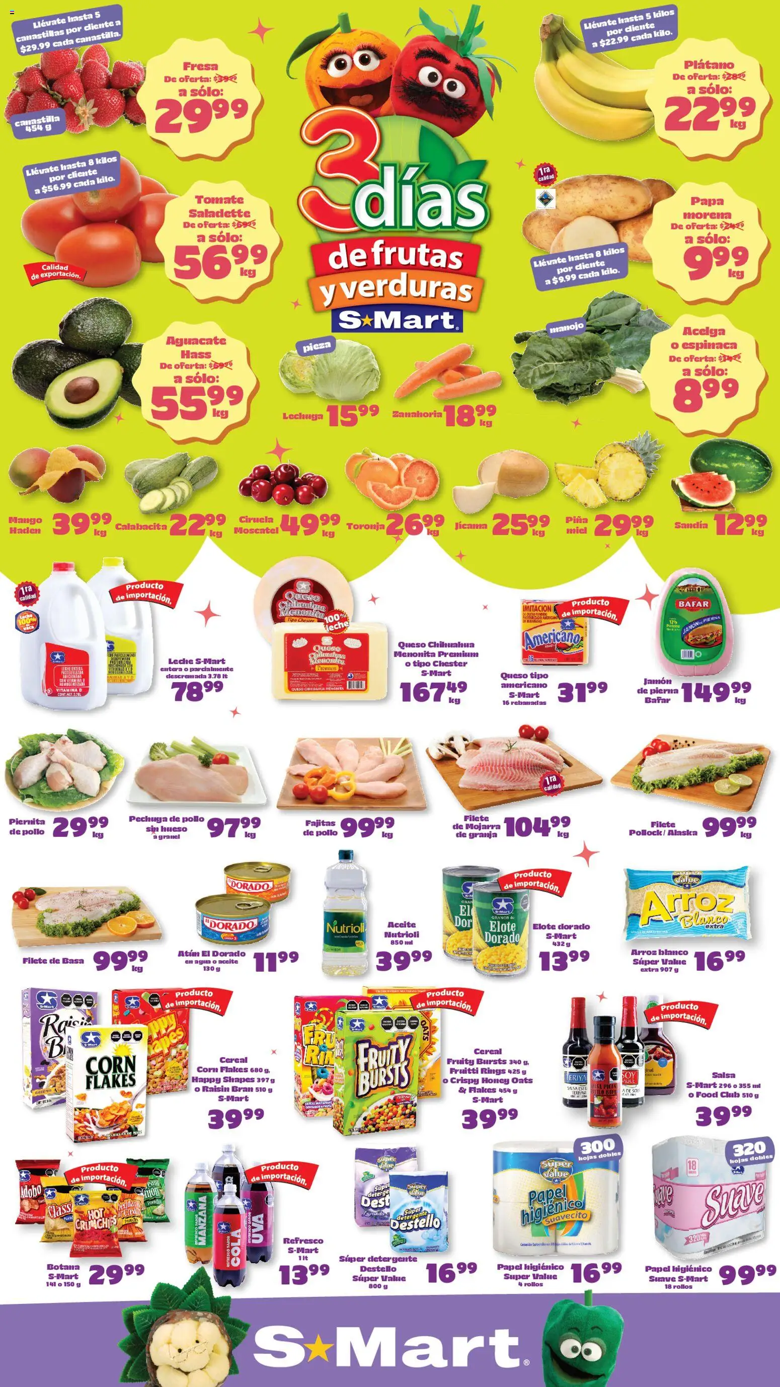 Vista previa las ofertas de la tienda S-Mart - S-Mart folleto Reynosa desde el 14/04/2026 - Mango, Verduras, Aguacate, Sandía, Queso, Espinaca, Refresco, Lechuga