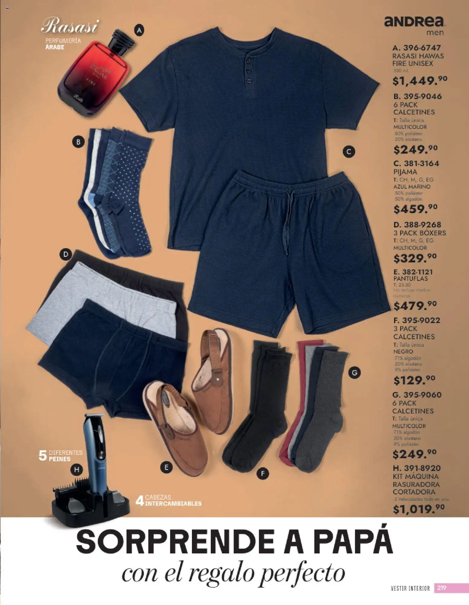 Vista previa las ofertas de la tienda Andrea - Andrea catálogo Vestir Caballero desde el 24/05/2026 - Papa, Pijama, Boxers, Pantuflas, Algodón, Calcetines, Rasuradora