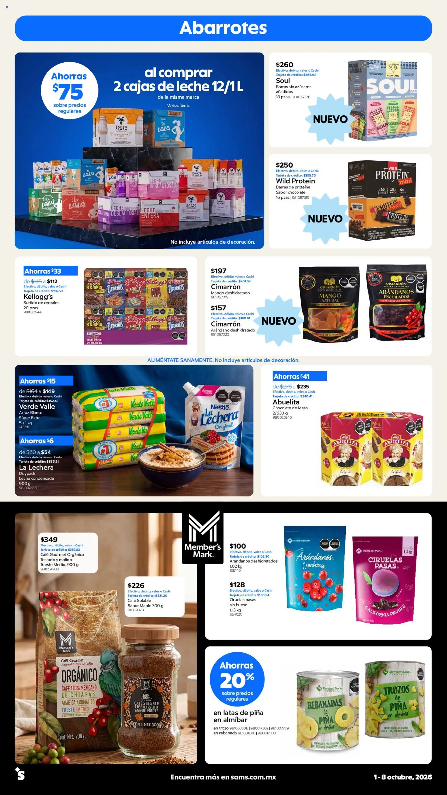 Vista previa las ofertas de la tienda Sam's Club - Sam's Club catálogo desde el 01/10/2026 - Mango, Proteína, Leche condensada, Cereales, Piña, Café soluble, Puré, Mango deshidratado