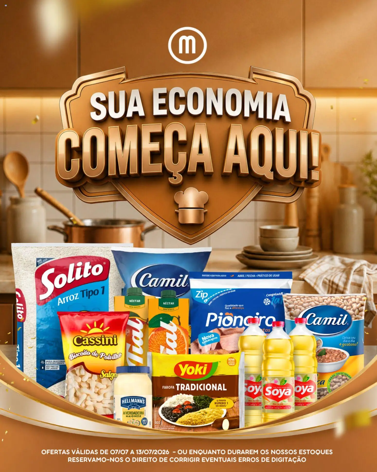 Pré-Visualização do folheto "Mercadão Atacadista - Ofertas da semana" da loja Mercadão Atacadista válido a partir de 07/07/2026 - Arroz, Biscoito, Maionese, Farofa, Polvilho