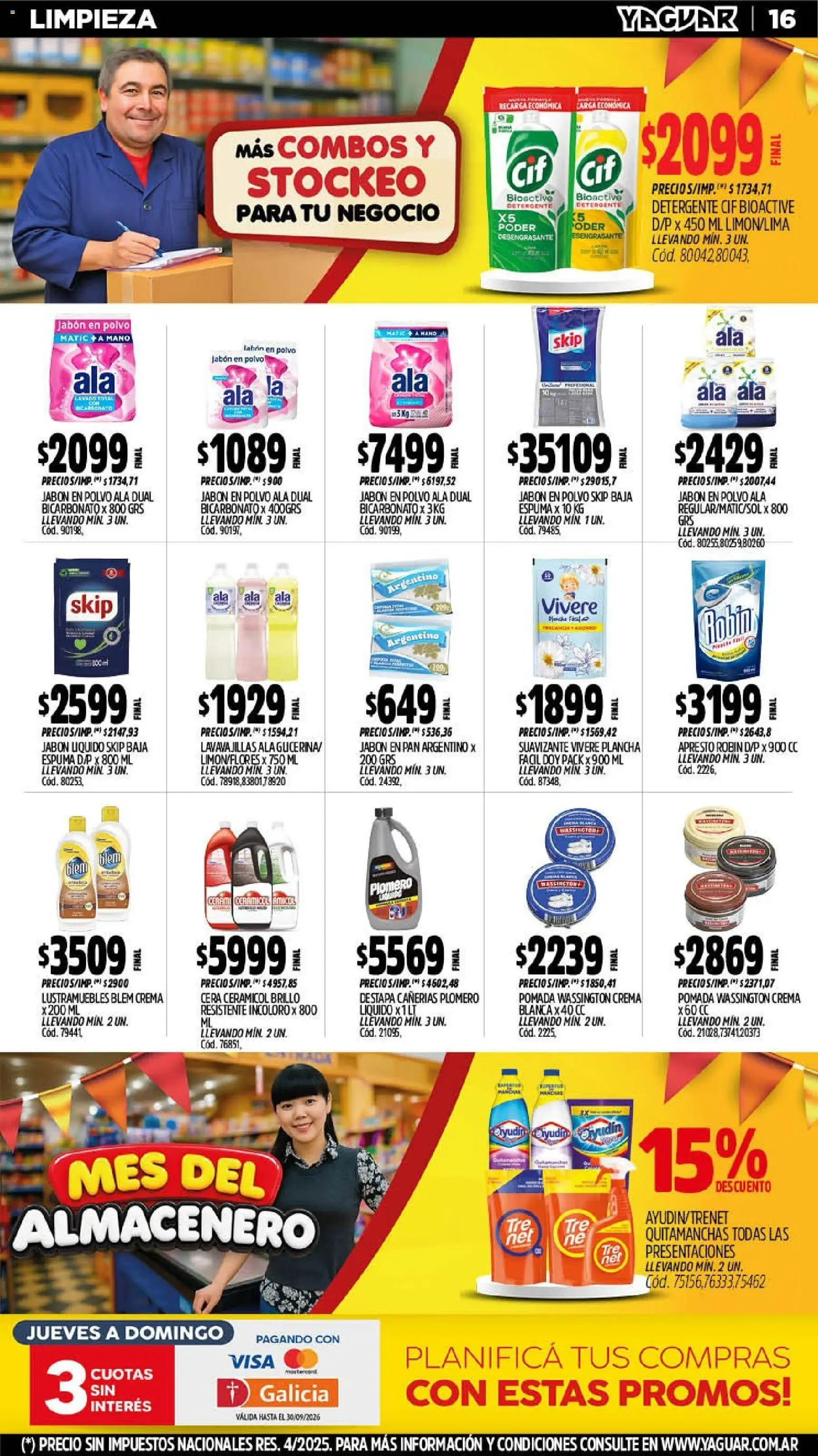Vista previa del folleto de la tienda Yaguar válido desde el 07/09/2026 - Plancha, Crema, Jabón, Brillo, Polvo, Jabón en polvo, Quitamanchas, Lustramuebles