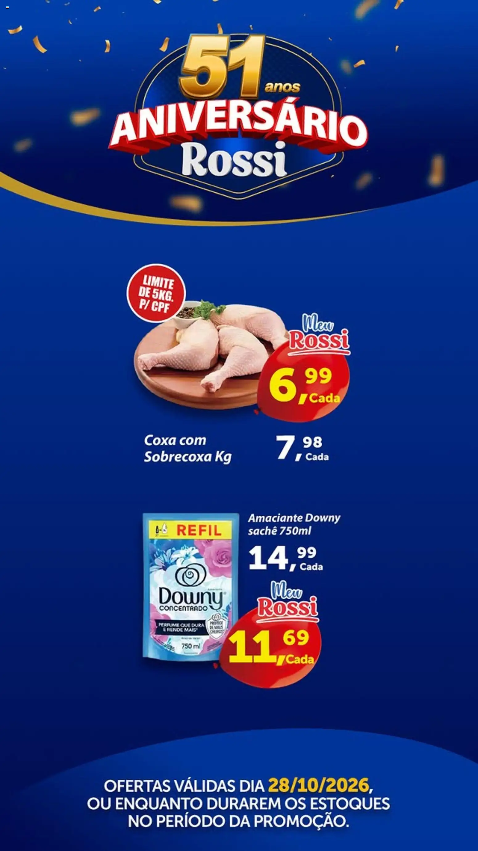 Pré-Visualização do folheto "Rossi Supermercados ofertas do Dia" da loja Rossi Supermercados válido a partir de 28/10/2026