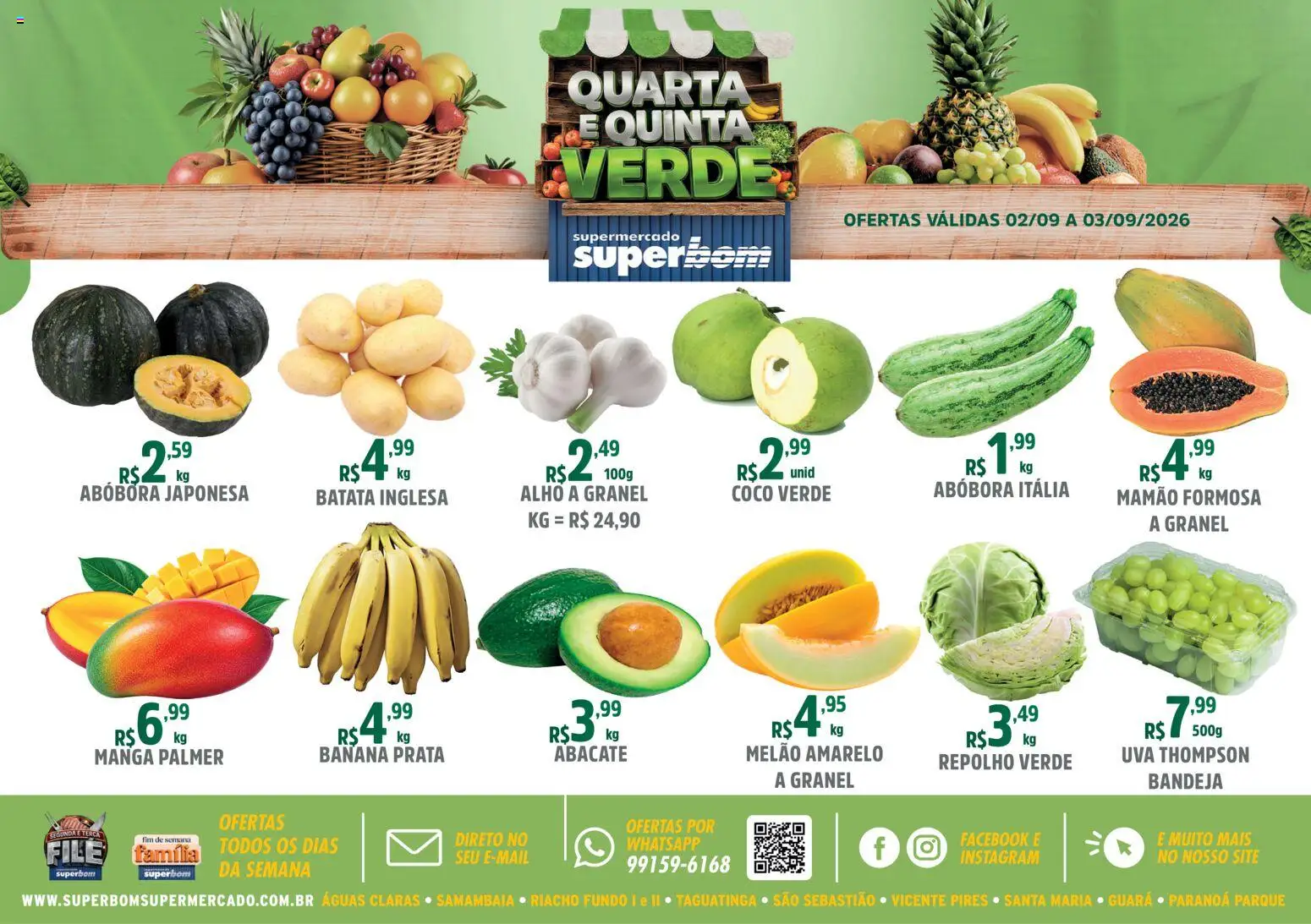 Pré-Visualização do folheto "Superbom - Ofertas da semana" da loja Superbom válido a partir de 02/09/2026 - Coco, Manga, Abóbora, Repolho, Melão, Alho, Mamão, Melão amarelo
