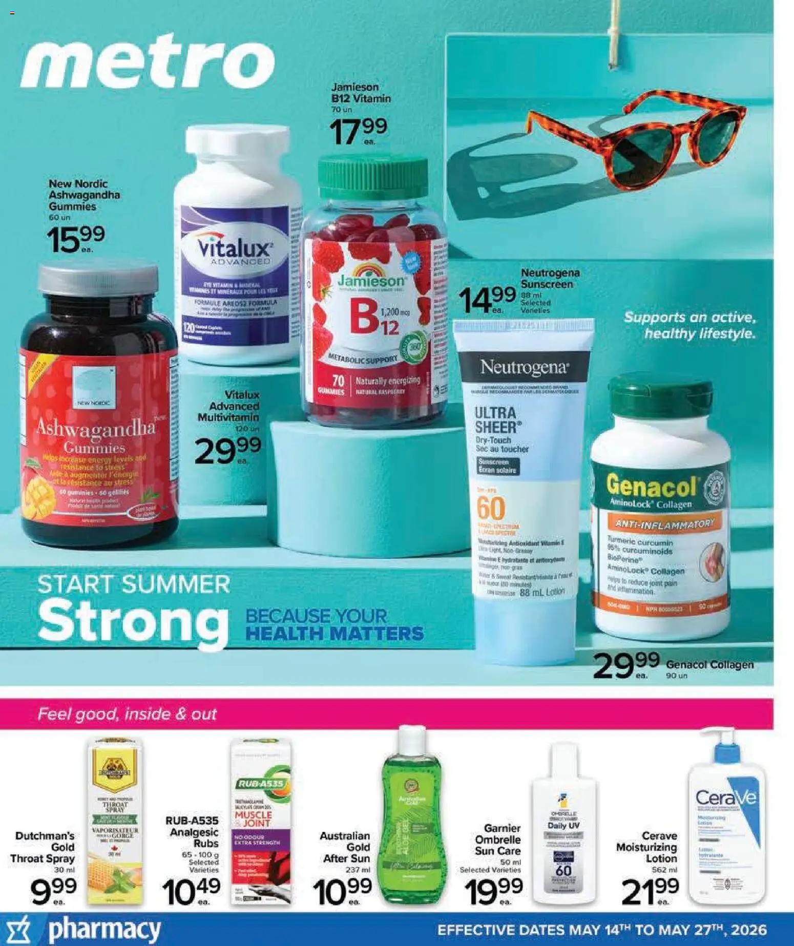 Preview of leaflet Metro Pharmacy Flyer - Trois-Pistoles from shop Metro is valid from May 14, 2026 - Ashwagandha, Sunscreen, Multivitamin