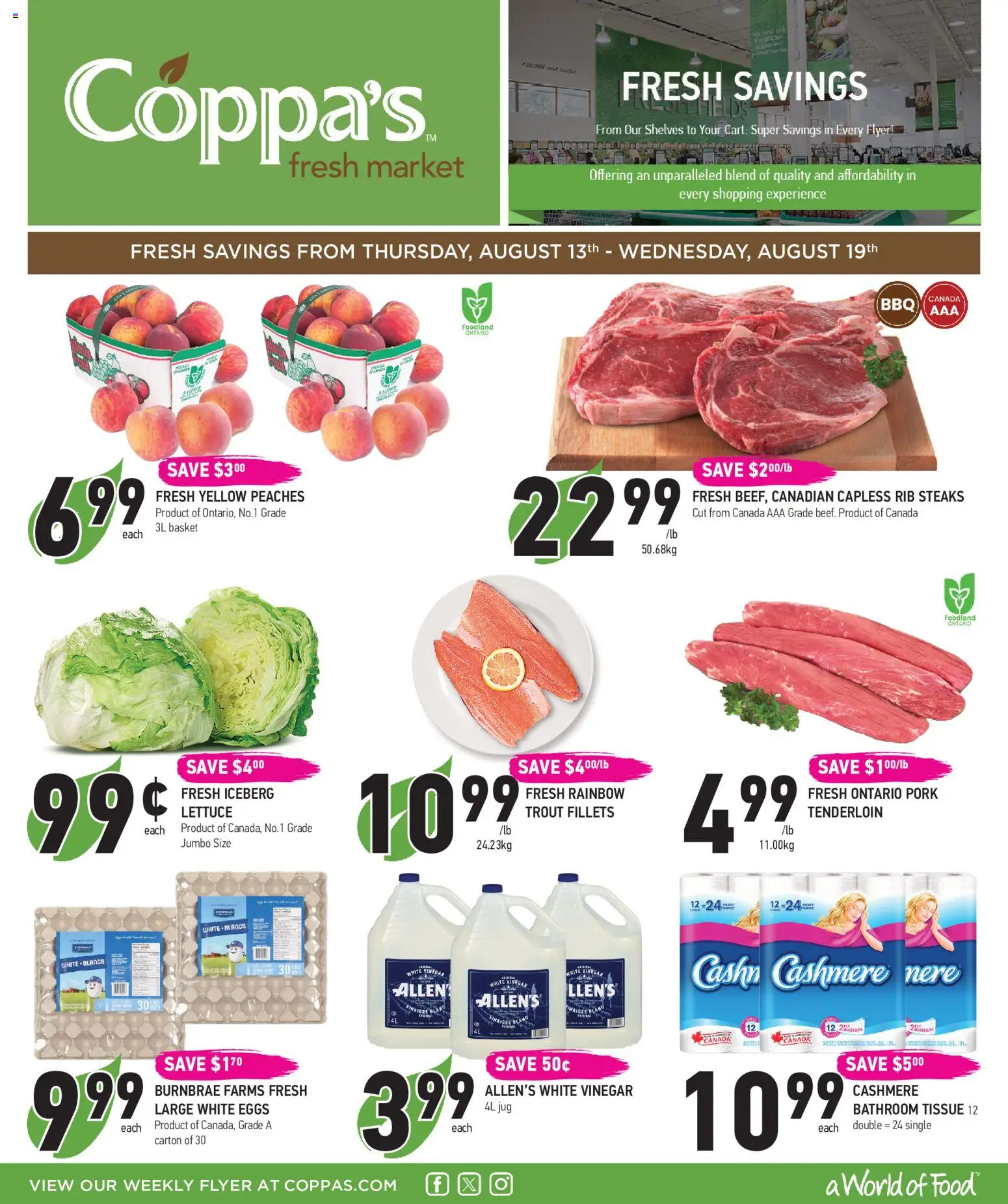 Preview of leaflet Coppas Fresh Market weekly flyer / circulaire from shop Coppas Fresh Market is valid from Aug 13, 2026