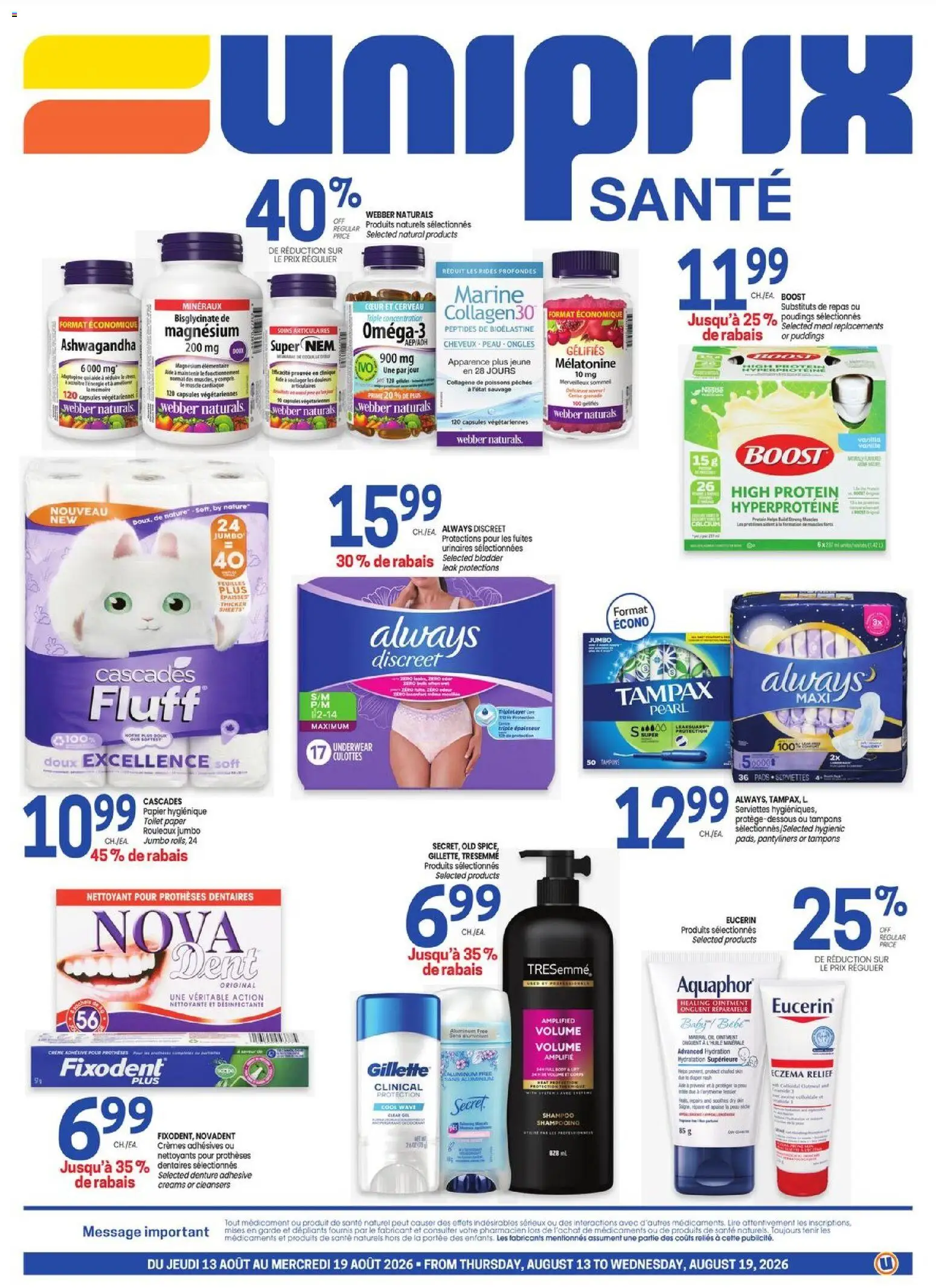 Preview of leaflet Uniprix - Uniprix Sante from shop Uniprix is valid from Aug 13, 2026