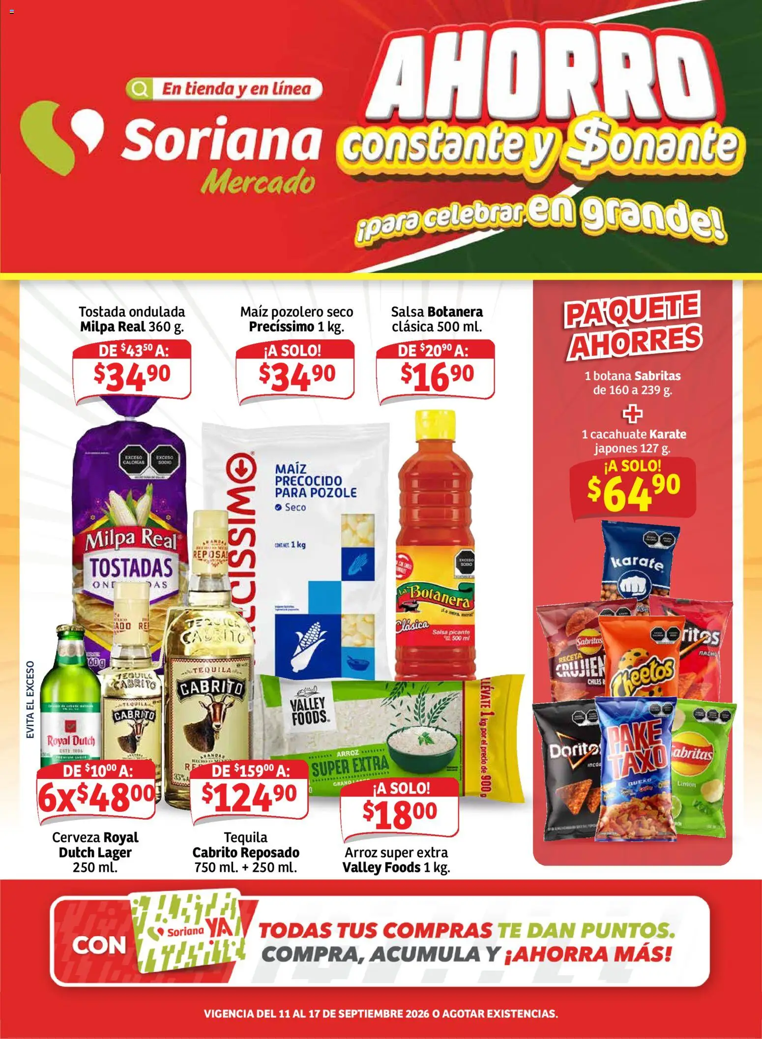 Vista previa las ofertas de la tienda Soriana - Soriana Mercado - Ahorro constante y sonante Mercado Nacional desde el 11/09/2026 