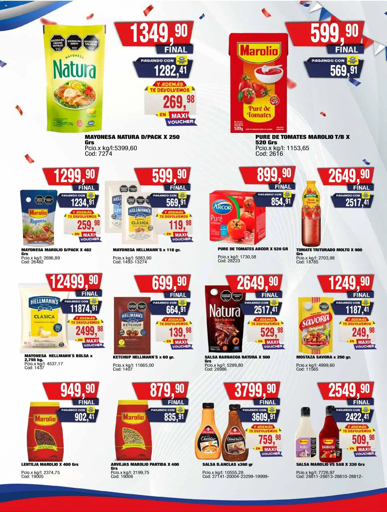 Vista previa del folleto de la tienda Maxiconsumo válido desde el 10/08/2026 - Mostaza, Bolsa, Tomate, Tomates, Arvejas, Mayonesa, Salsa barbacoa, Pure de Tomate