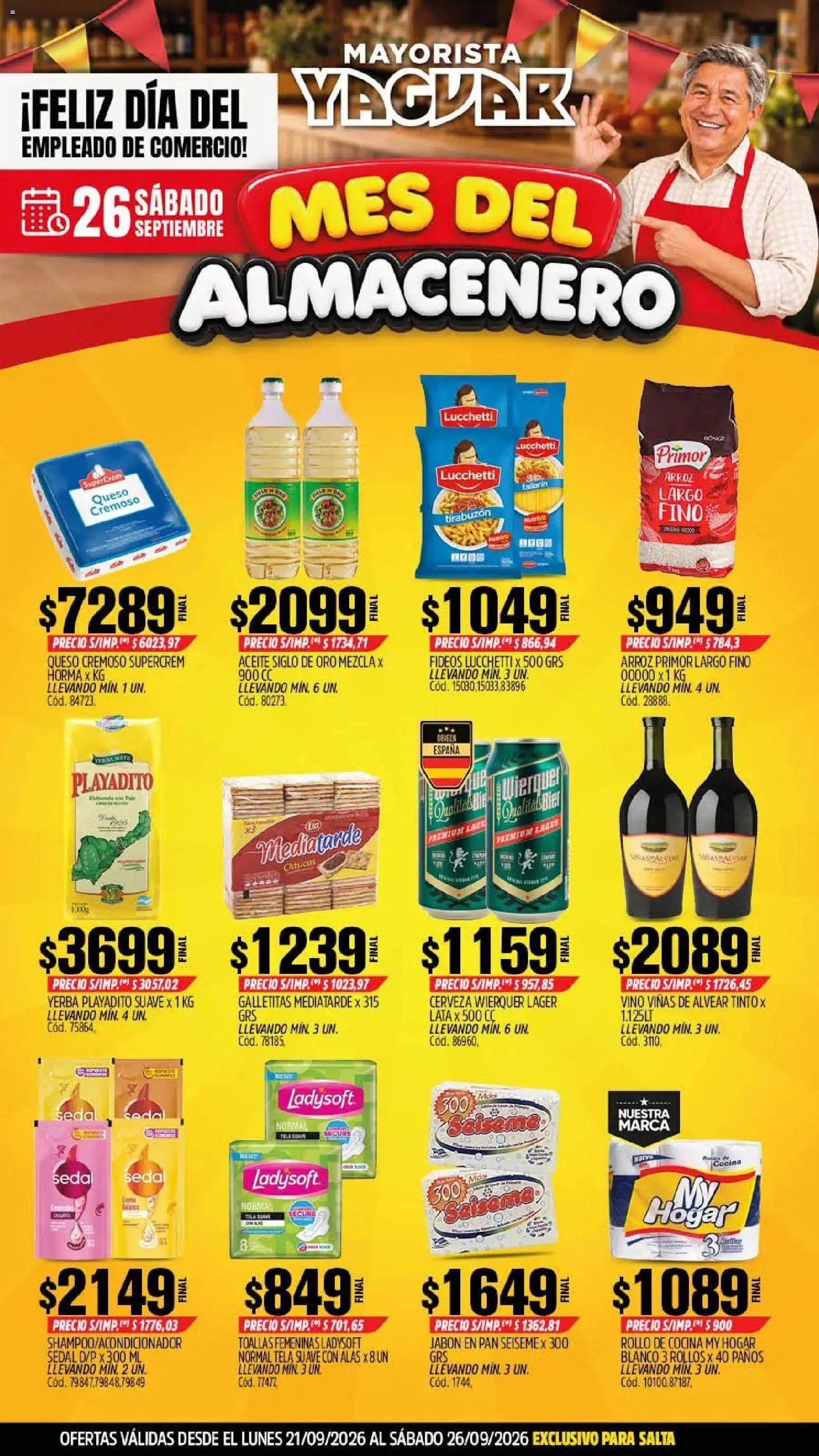 Vista previa del folleto de la tienda Yaguar válido desde el 21/09/2026 - Cocina, Cerveza, Queso, Vino, Arroz, Galletitas, Toallas, Jabón