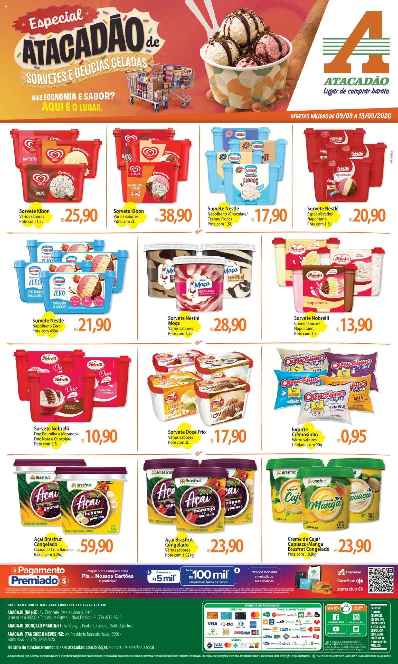 Pré-Visualização do folheto "Atacadão ofertas - SE" da loja Atacadão válido a partir de 09/09/2026 - Açaí, Cama, Iogurte, Doce, Nata, Guaraná, Balde, Especialidades